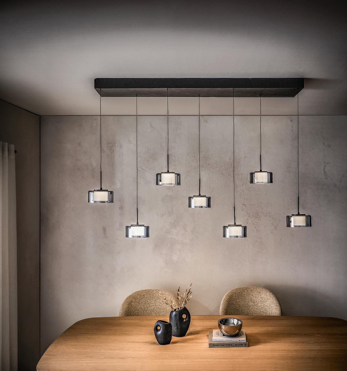 LAMPA WISZĄCA LED 2115-18 - czarny, Design, tworzywo sztuczne/metal (126/21/180cm) - Paul Neuhaus