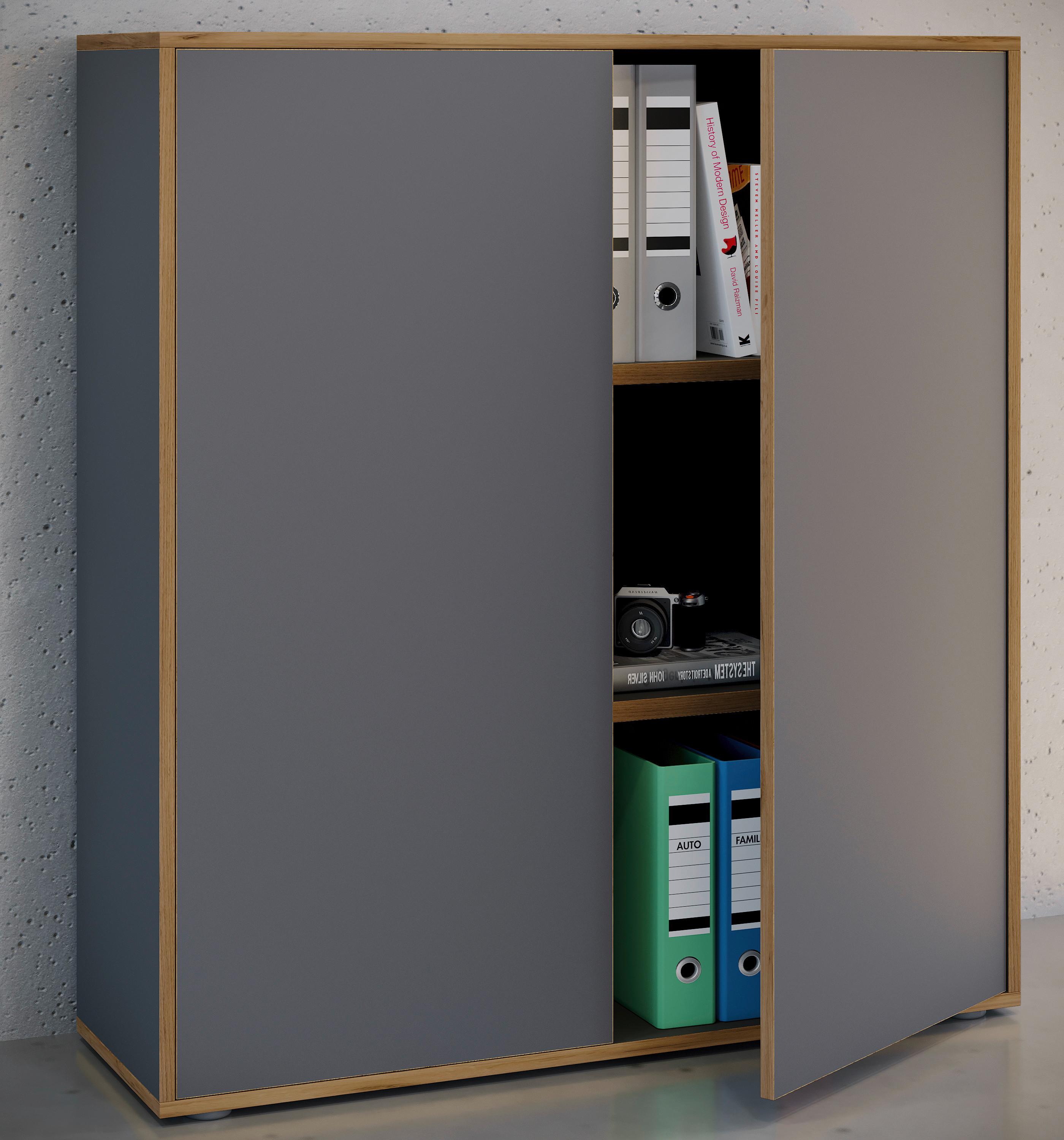 AKTENSCHRANK SALIA B100 - Honigeiche/Anthrazit, Design, Holzwerkstoff (100/110/33cm) - MID.YOU