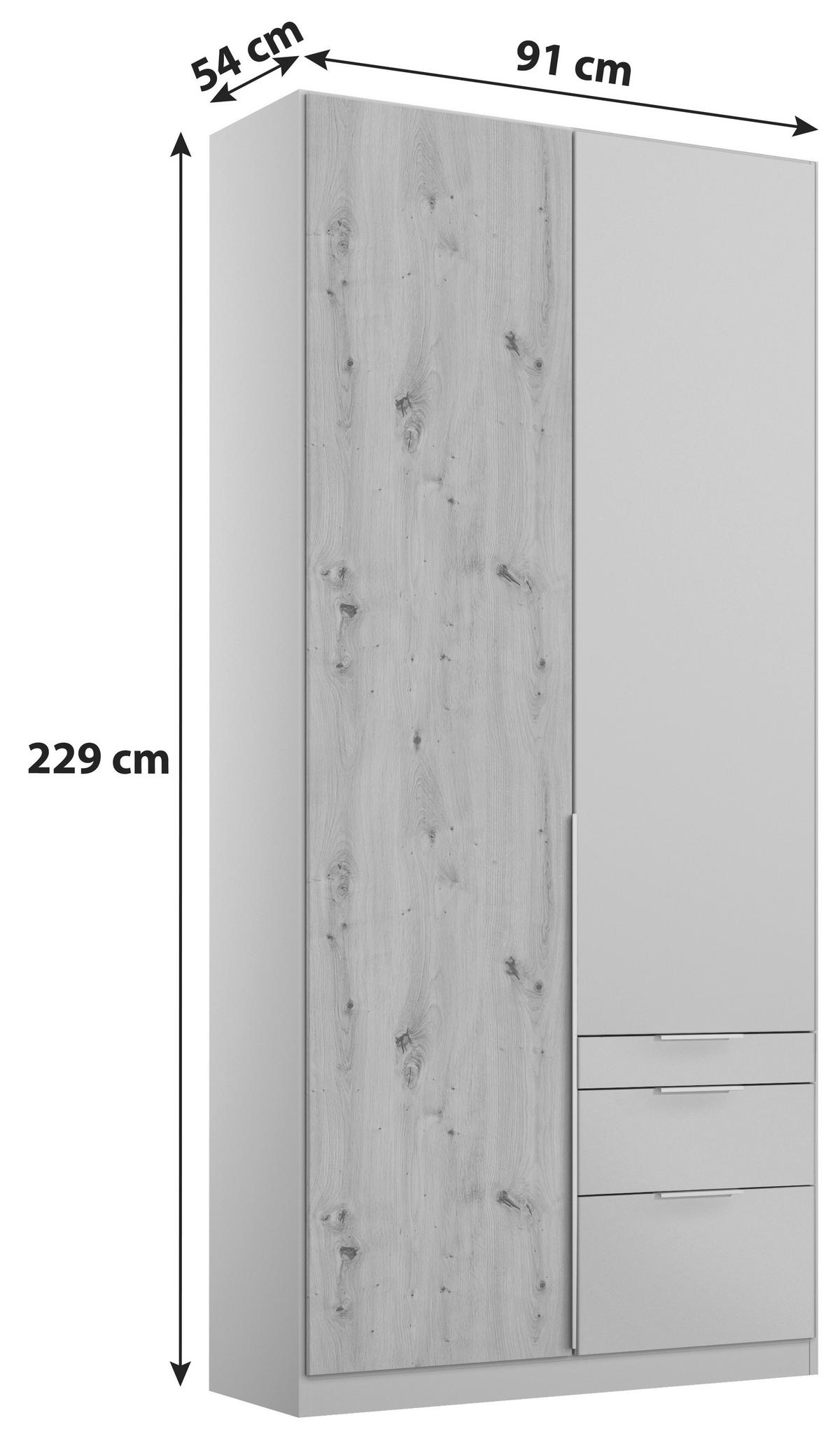 DULAP USI ROTATIVE ALABAMA - gri deschis/stejar Artisan, Modern, material pe bază de lemn (91/229/54cm)