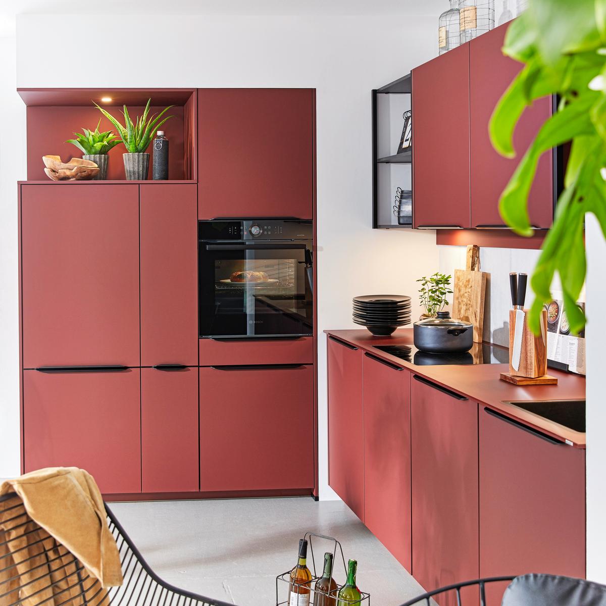 Kuhinja Easytouch - boje hrđe/boje škriljevca, Moderno, staklo/drvni materijal (153/243cm) - Nobilia
