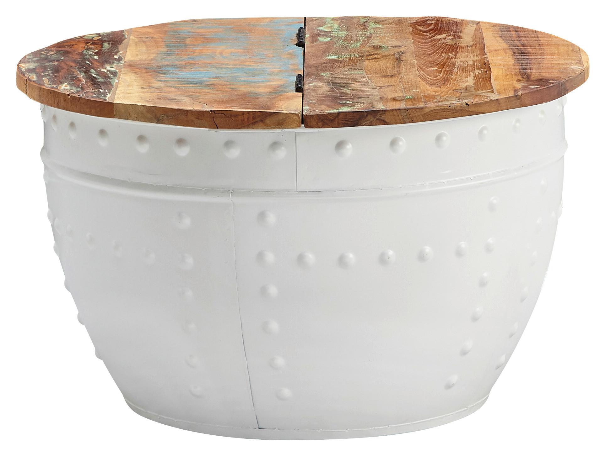 Couchtisch Wohnling Holz/Weiß - Braun/Weiß, MODERN, Holz/Metall (60/60/36cm) - MID.YOU