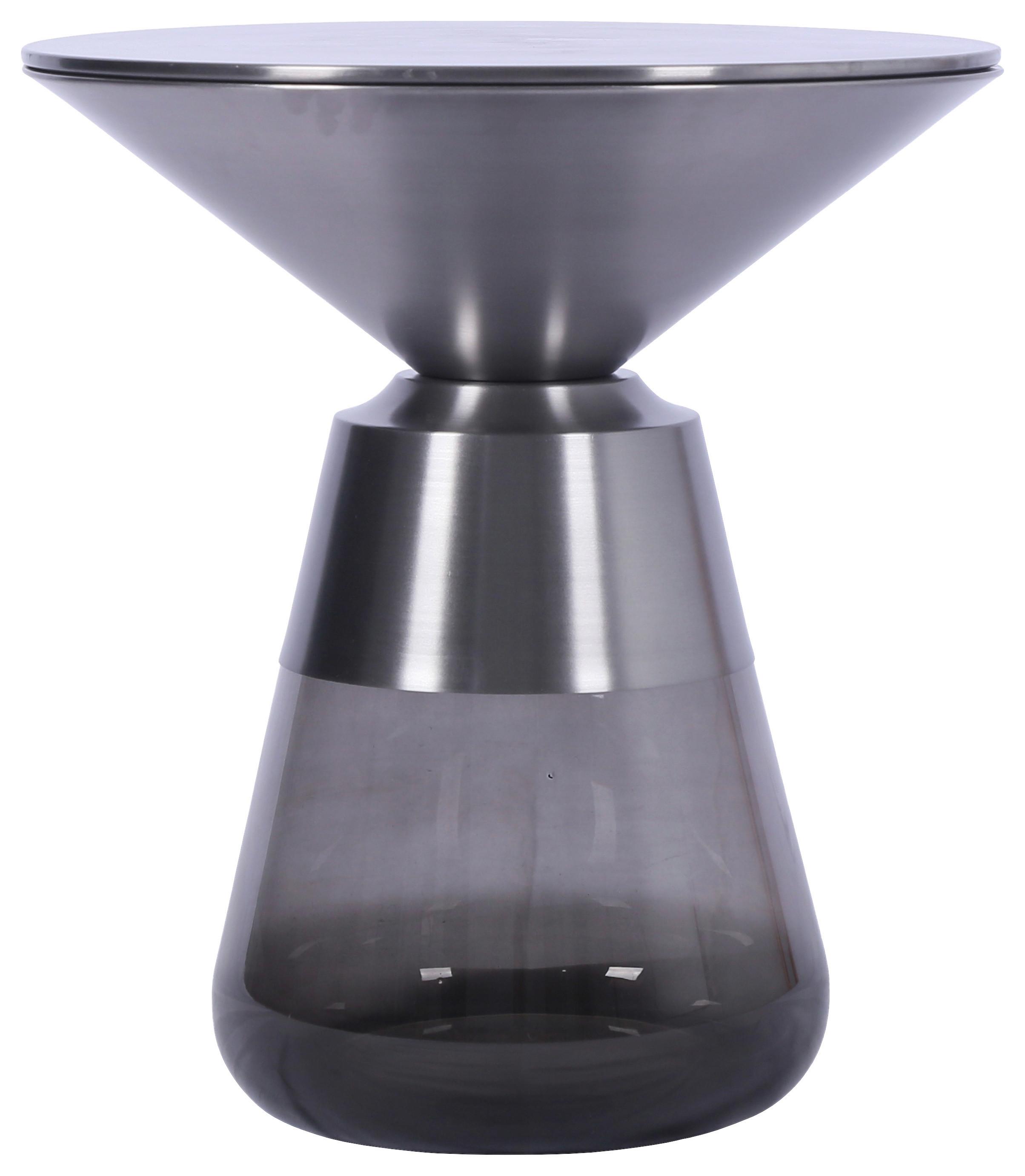 Beistelltisch Baily Grau/Schwarzchrom - Schwarzchrom/Grau, ROMANTIK / LANDHAUS, Glas/Metall (48/54,5cm) - Premium Living