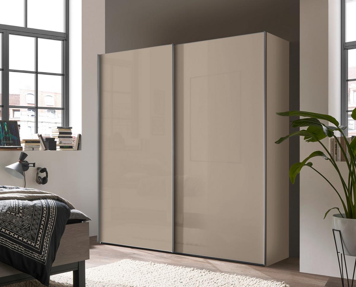 Schwebetürenschrank Lumos Sandfarben - Sandfarben/Alufarben, KONVENTIONELL, Glas/Holzwerkstoff (200/222/68cm) - Based