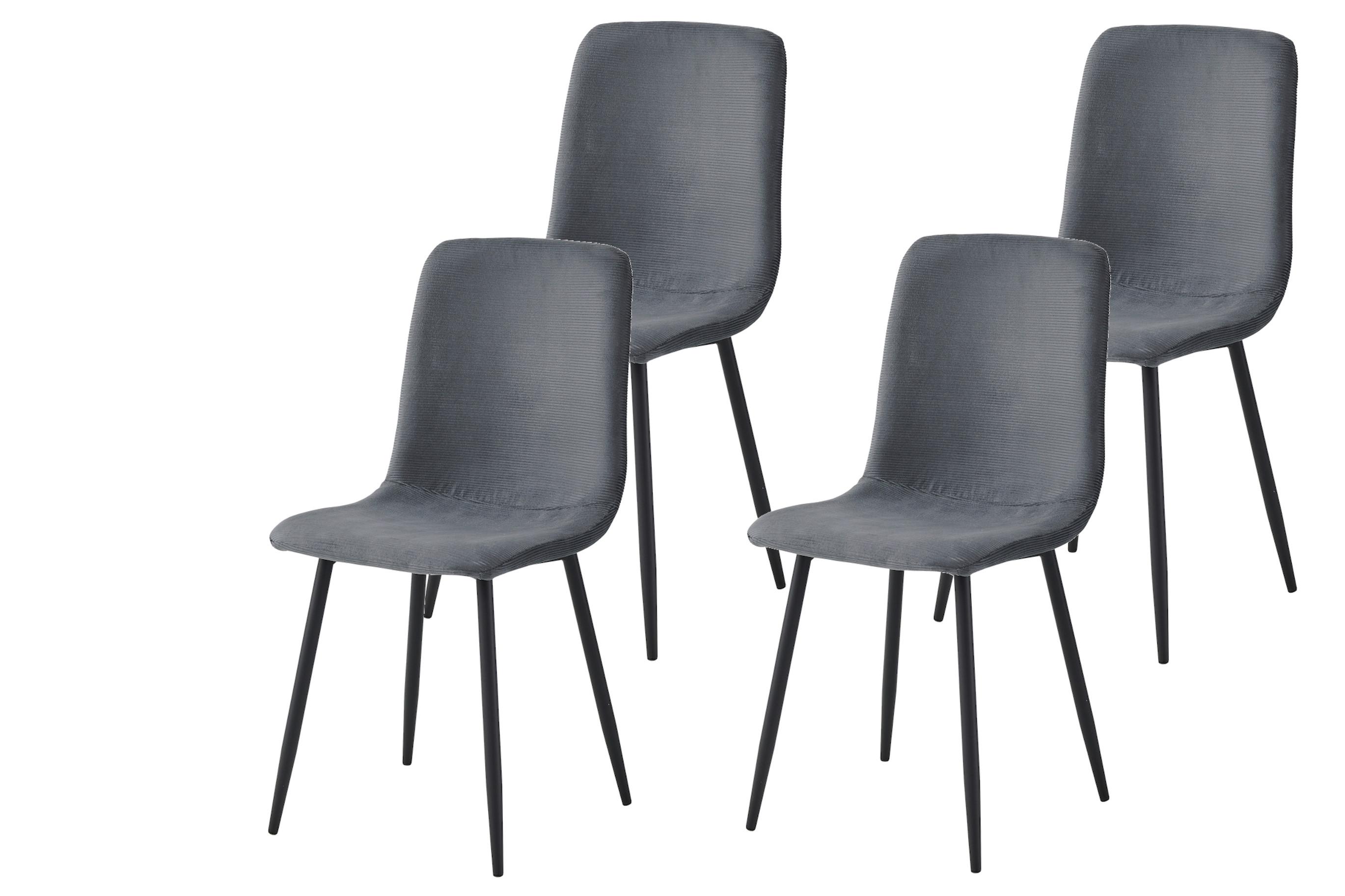 STUHL-SET LEIPZIG S 4ER-SET - Anthrazit/Schwarz, MODERN, Textil/Metall (44/92/54cm) - P & B