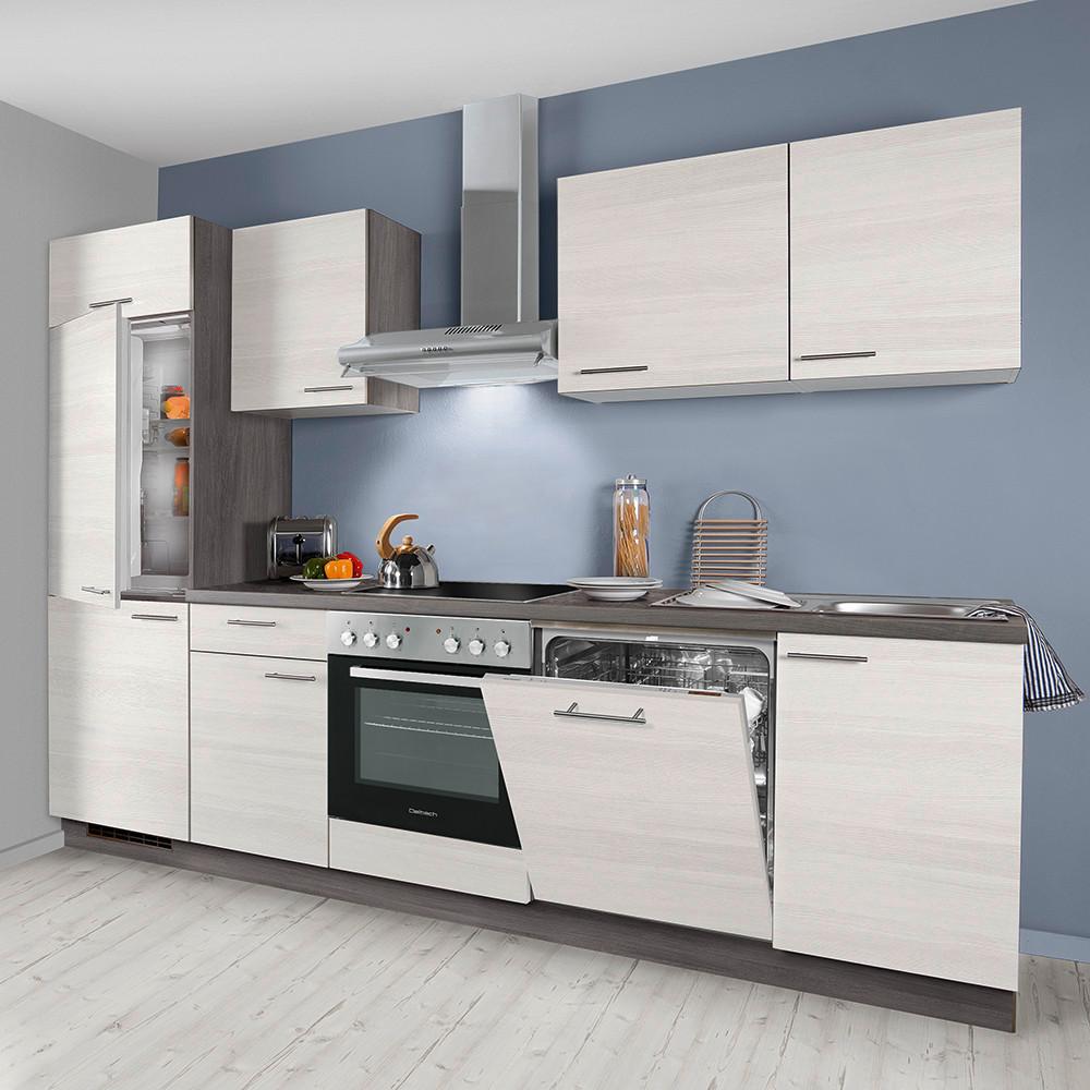 Küchenblock Plan o. Geräte Eiche - Edelstahlfarben/Eichefarben, MODERN, Holzwerkstoff/Metall (280cm) - Express-Kuechen