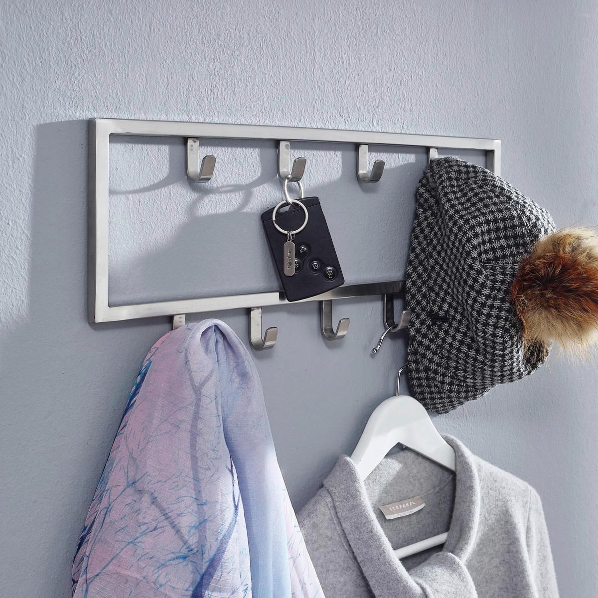 Wandgarderobe Wohnling ca. 50x20x4 cm Silberfarben - Silberfarben, MODERN, Metall (50/20/4cm) - MID.YOU