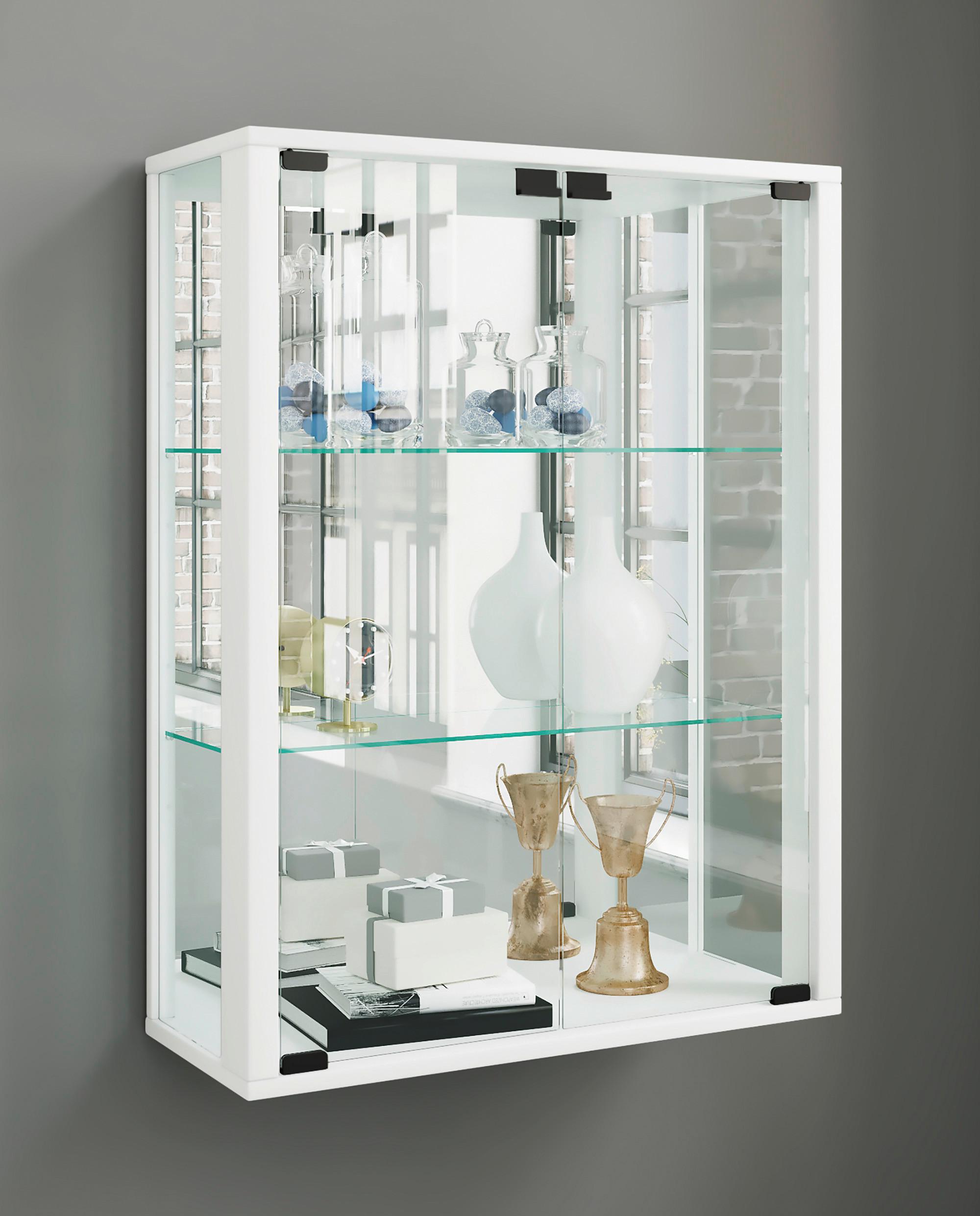 Hängevitrine Udina in Weiß - Schwarz/Weiß, MODERN, Glas/Holz (60/80/25cm) - MID.YOU