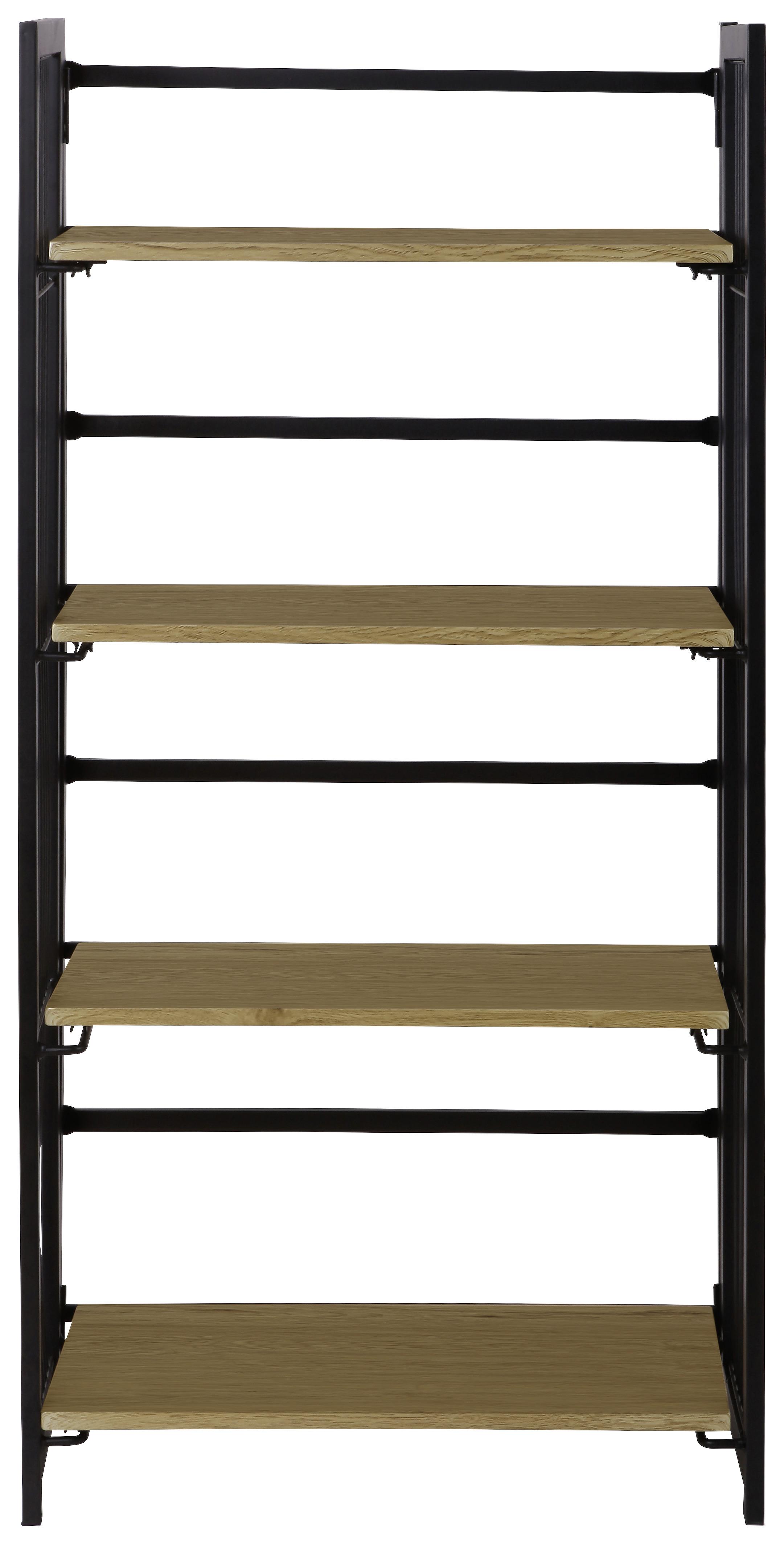 Zložljiv Regal Klapp, Črna, Barva Hrasta - črna/barve hrasta, Moderno, kovina/leseni material (60/124,5/30cm)