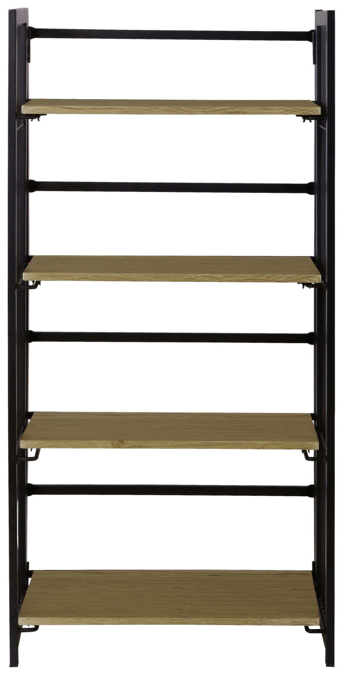 Zložljiv Regal Klapp, Črna, Barva Hrasta - črna/barve hrasta, Moderno, kovina/leseni material (60/124,5/30cm)