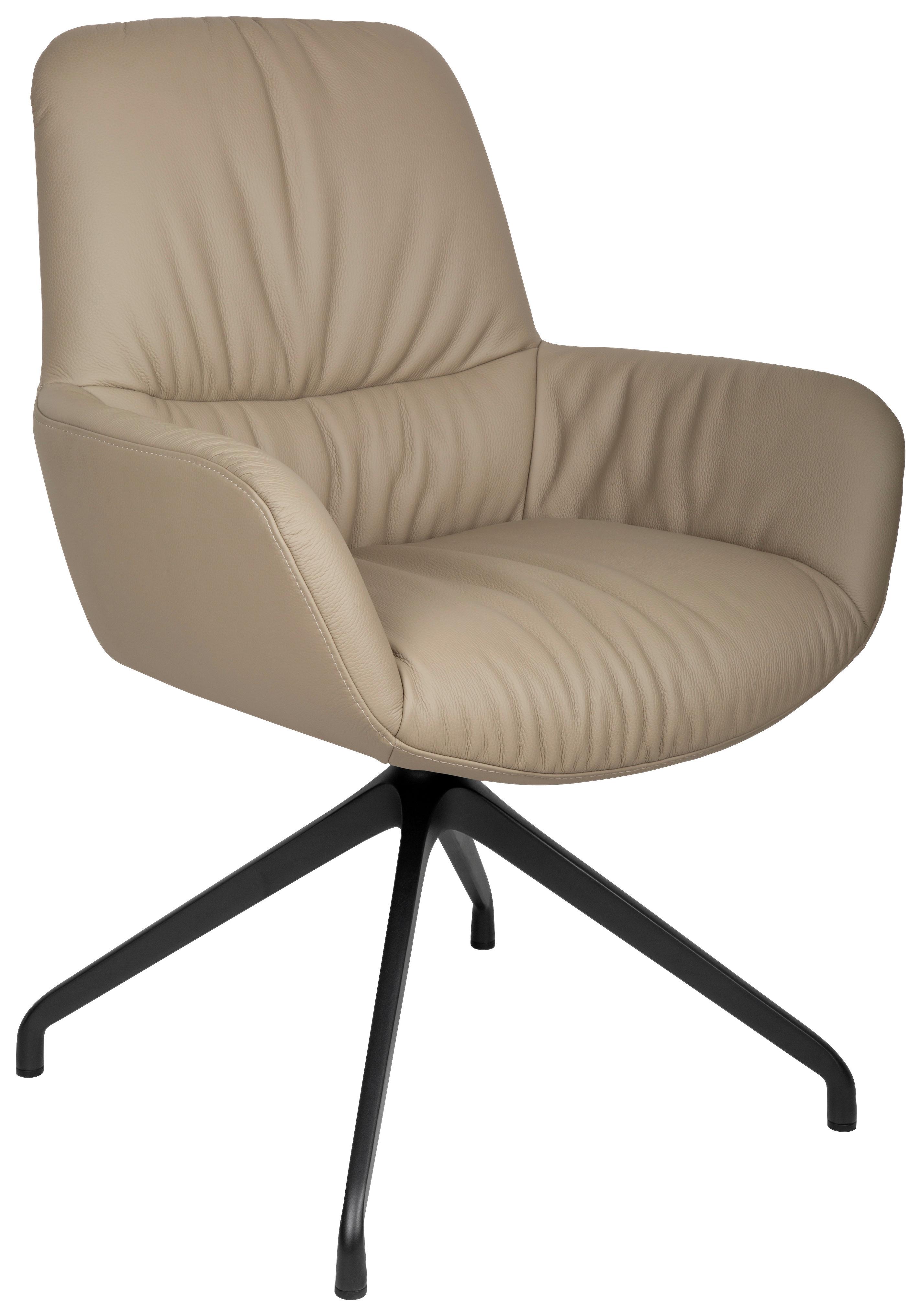 KRZESŁO Z PODŁOKIETNIKAMI MILES -EXKLUSIV- - czarny/taupe, Design, skóra/metal (64/89/65cm) - Dieter Knoll