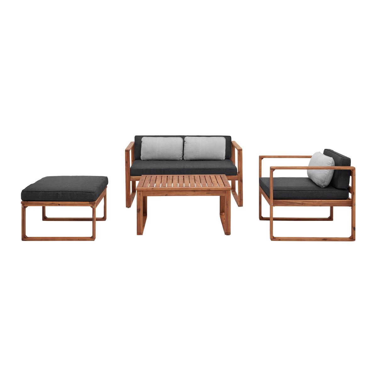 Garnitură grădină Elio - gri închis, Modern, lemn (120/60/68cm) - Bessagi Garden