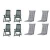 GARTENSTUHL-SET TAMPA+AUFLAGEN SET - Grau/Grün, MODERN, Kunststoff/Textil (44/111/50cm) - Gardenson