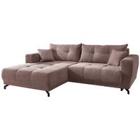 Wohnlandschaft Restato Rosa Cord - Schwarz/Rosa, MODERN, Textil/Metall (177/246cm) - MID.YOU