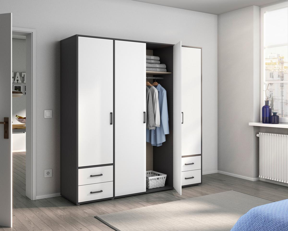 Ormar S Klasičnim Vratima Voyager - bijela/siva, Moderno, drvni materijal/plastika (187/194/53cm) - Modern Living