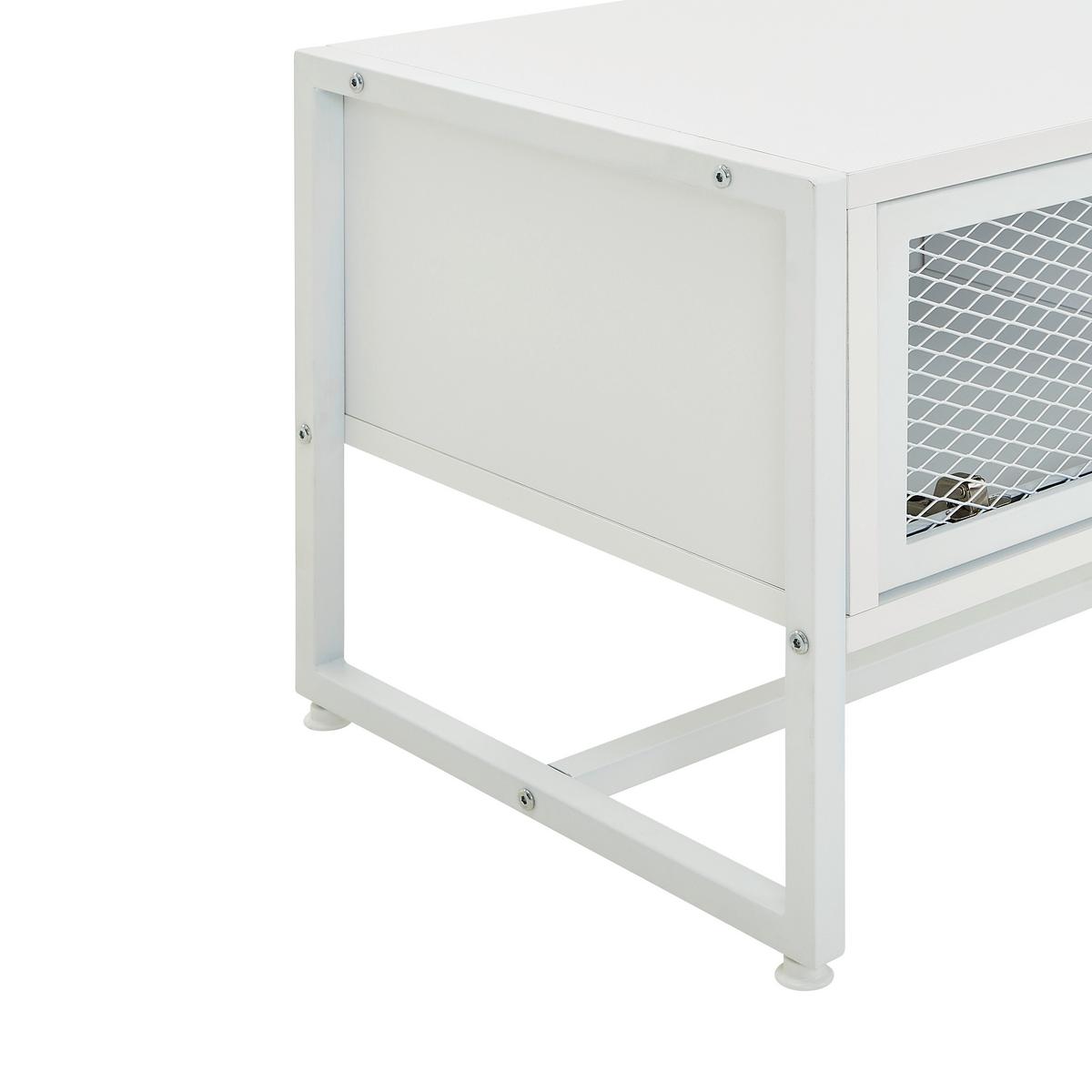 ŁAWKA Z PÓŁKĄ NA BUTY MELA - biały, Modern, metal/drewno (95/40/41cm) - P & B