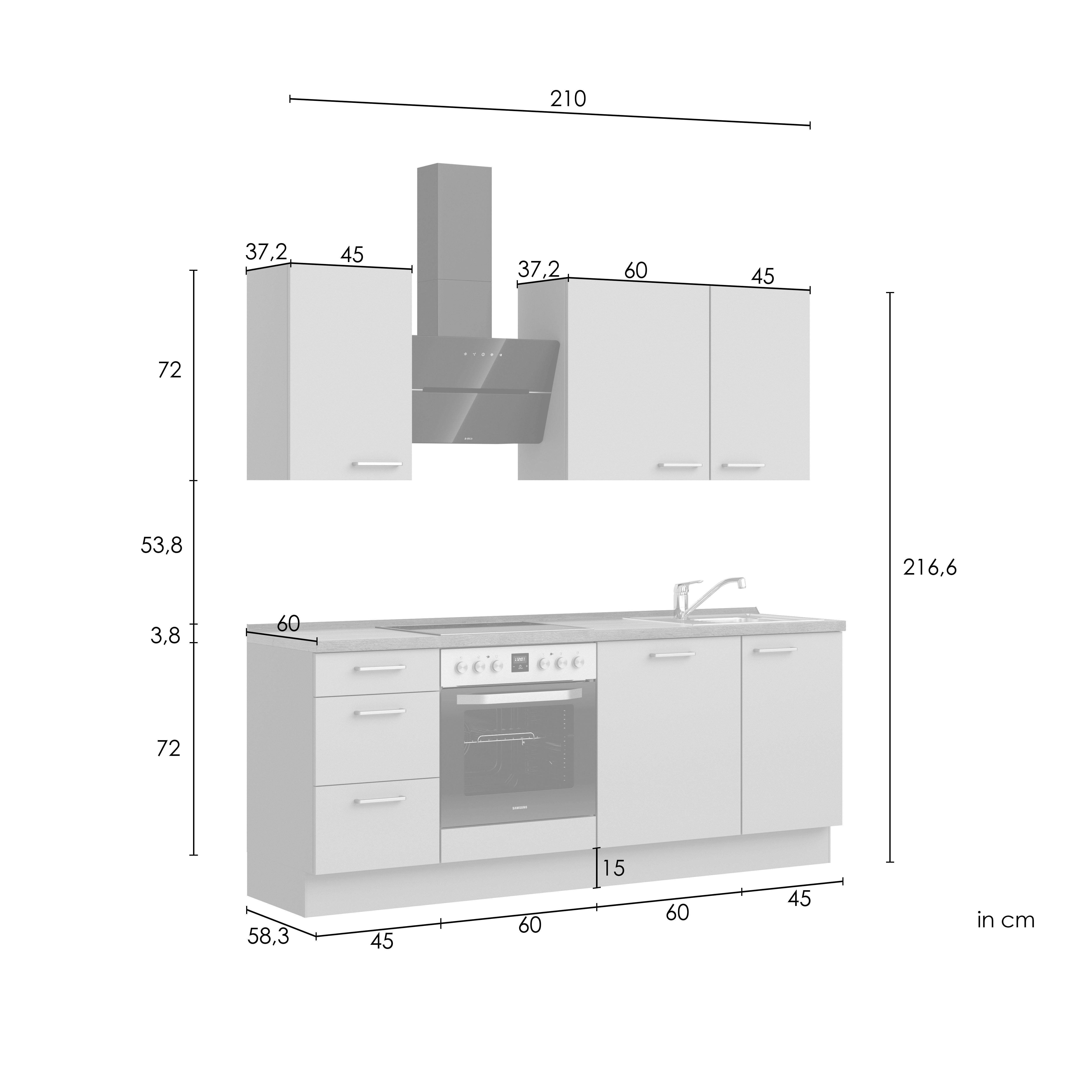 Küchenblock Easytouch High m. Geräten Sandfarben - Sandfarben/Eichefarben, MODERN, Holzwerkstoff/Metall (210cm) - Nobilia
