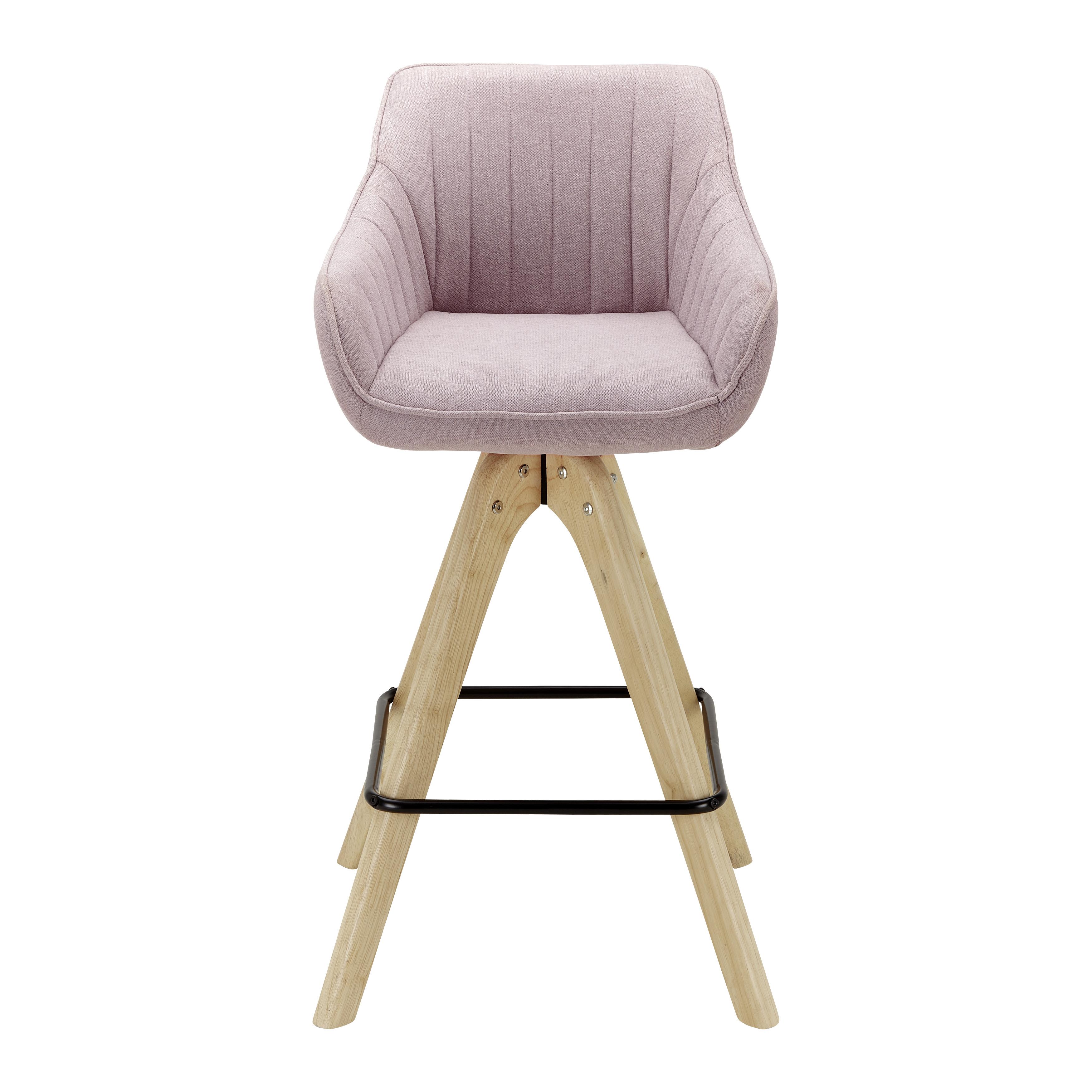 Barhocker "Leonie", Velour, drehbar, rosa, Gepolstert - Eichefarben/Rosa, MODERN, Holz/Textil (55/106/56cm) - Bessagi Home