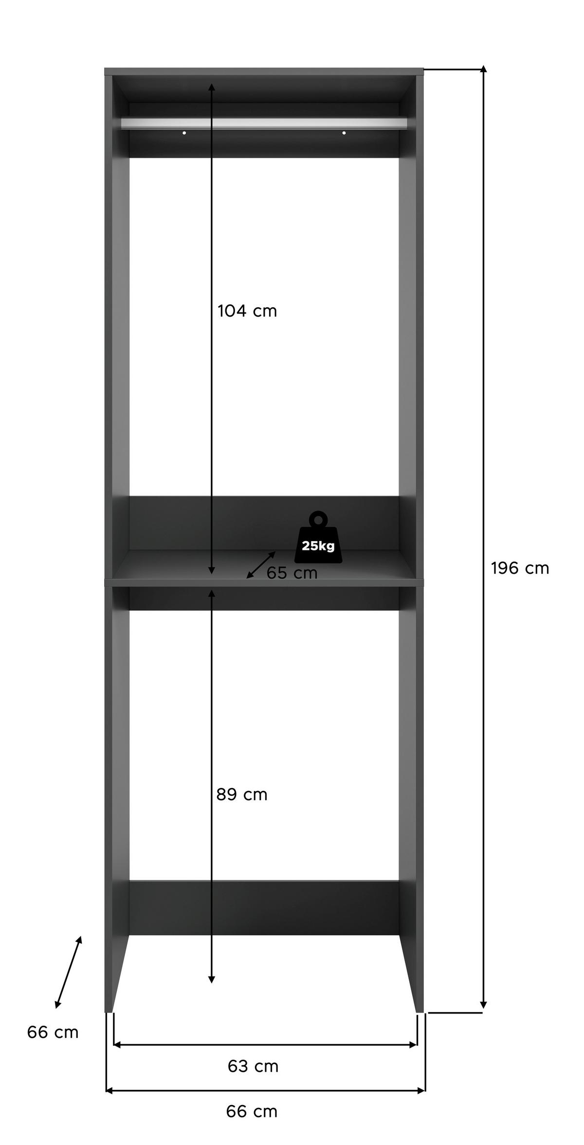 Waschmaschinenschrank Free Anthrazit - Anthrazit/Weiß, Basics, Holzwerkstoff/Kunststoff (66/195/60cm) - MID.YOU