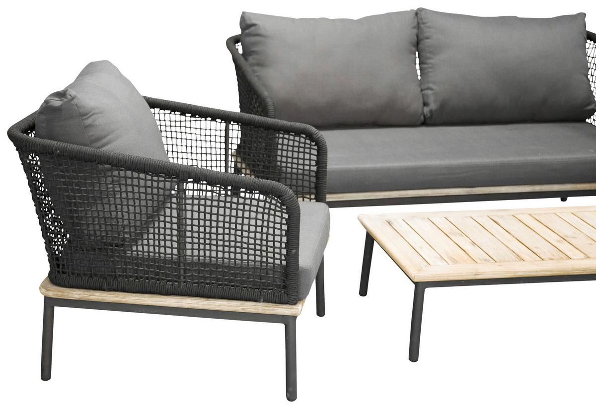 Loungegarnitur Andorra ca. 79,5x148 cm Schwarz - Schwarz, KONVENTIONELL, Kunststoff (79,5/148cm) - Gardenson