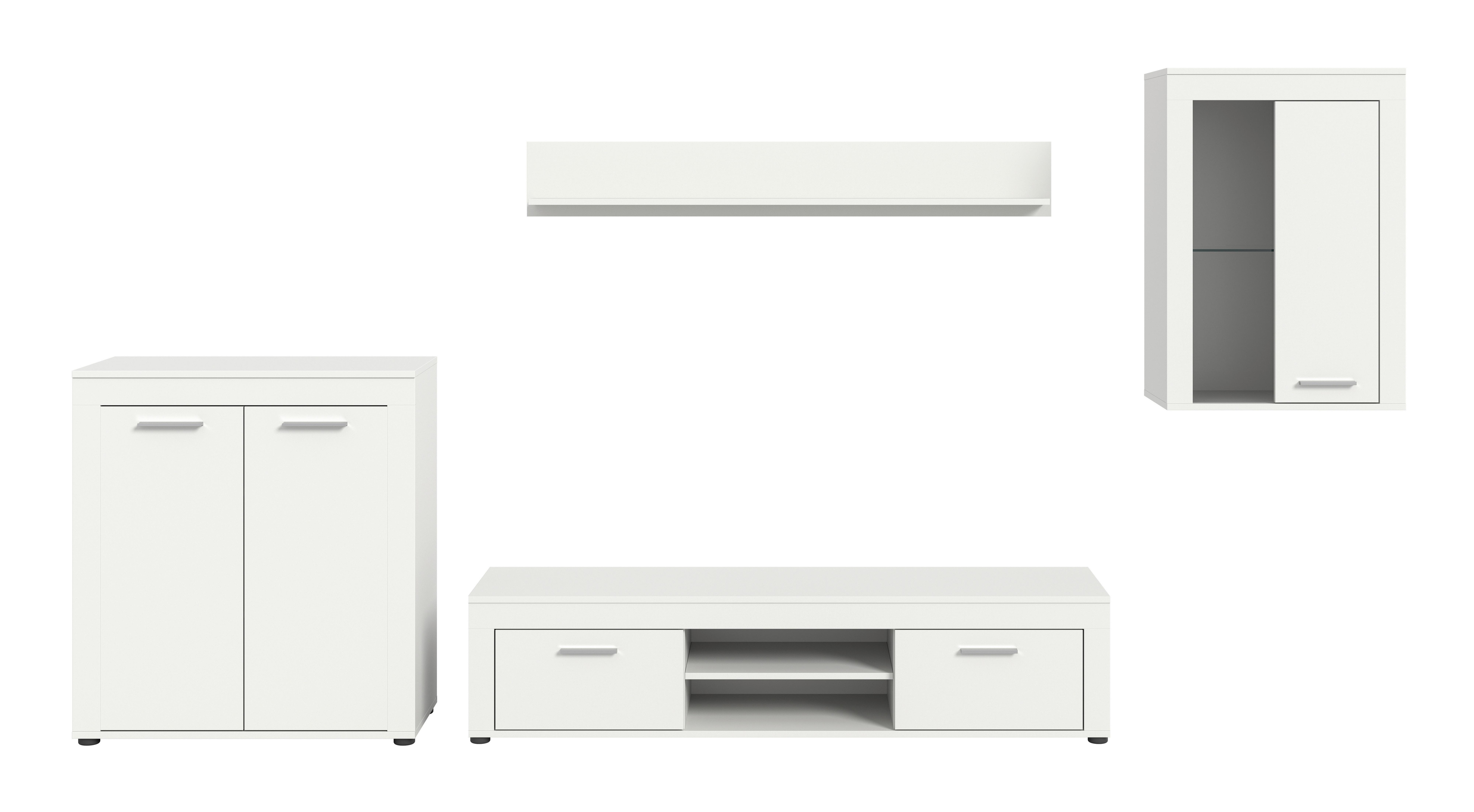 ANSAMBLU MOBILIER CAMERA DE Z JAM - alb, Design, sticlă/material pe bază de lemn (330/169/35cm) - Modern Living
