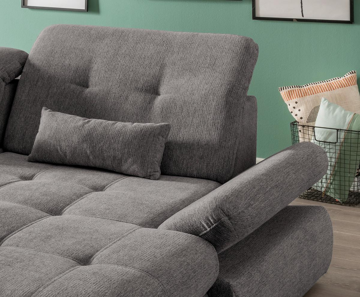 Wohnlandschaft Dalida Graubraun Chenille - Chromfarben/Graubraun, Design, Textil/Metall (300/196cm) - Livetastic