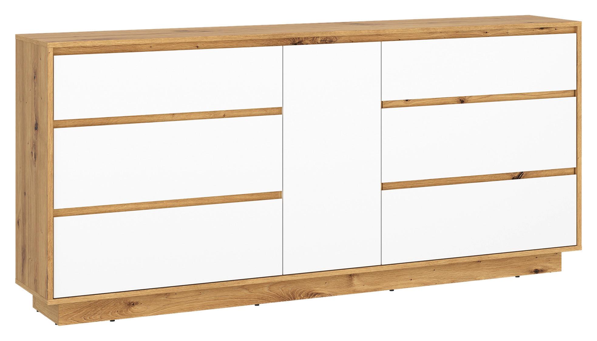 Comodă cu uși FOGGIA - alb/stejar Artisan, Trend, material pe bază de lemn (188,4/89,5/40cm) - Modern Living