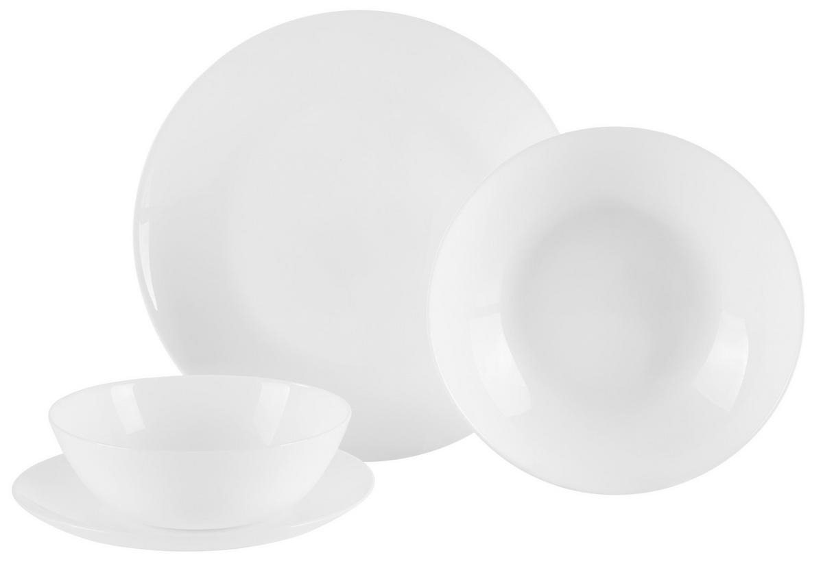 ZASTAWA STOŁOWA VETRO ROTONDO BIANCO - biały, Basics, szkło - Boxxx