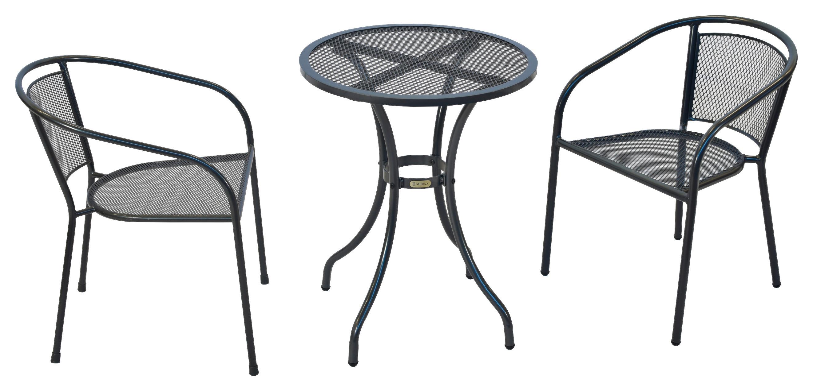 Balkonset Delos 3-tlg. Graphit - Graphitfarben, MODERN, Metall - Gardenson