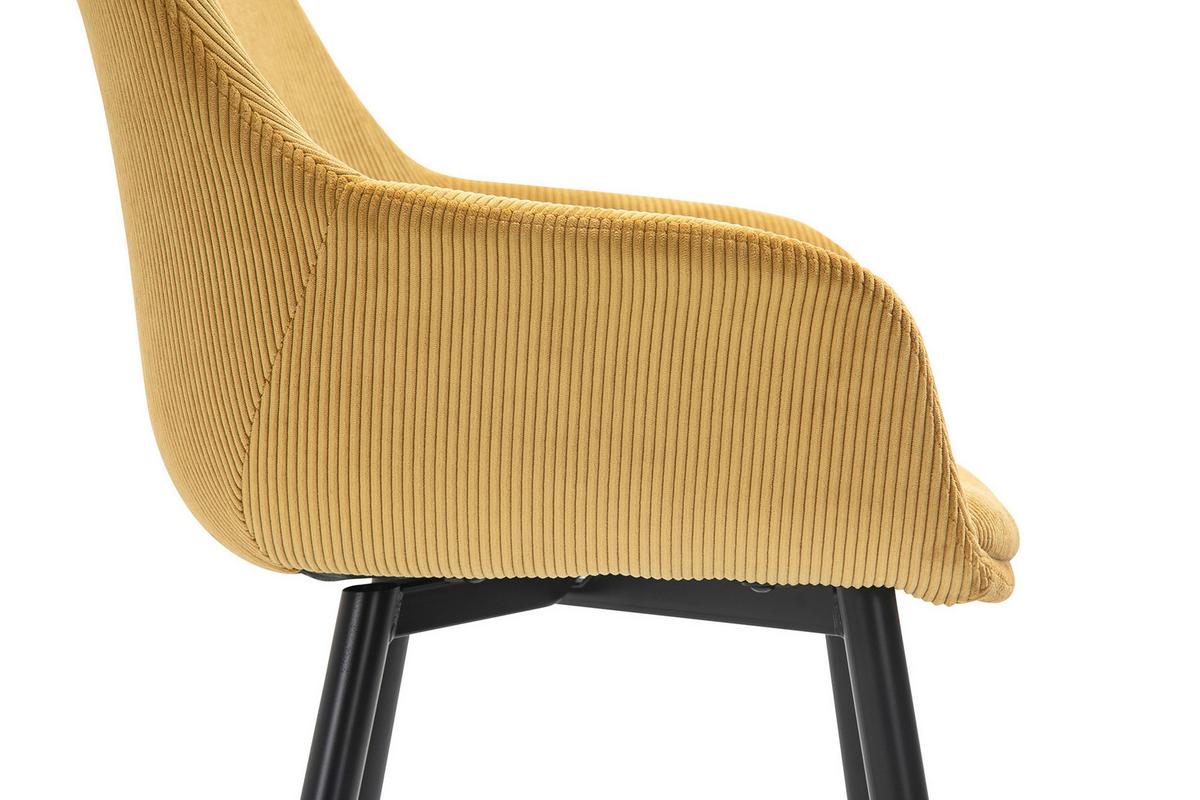 Set Naslanjačev Cord, Zlata, 2-Delni - zlate barve/črna, Moderno, kovina/tekstil (64/86/59cm) - Livetastic