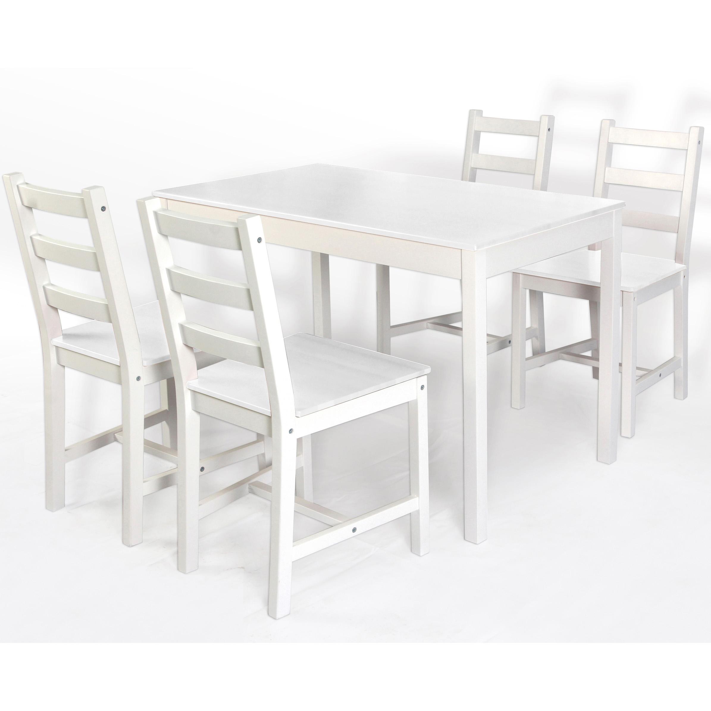Sitzgruppe Massivholz "Matias" ca. 108x65x73 cm, aus Kiefer - Weiß, MODERN, Holz (108/65/73cm) - Bessagi Home