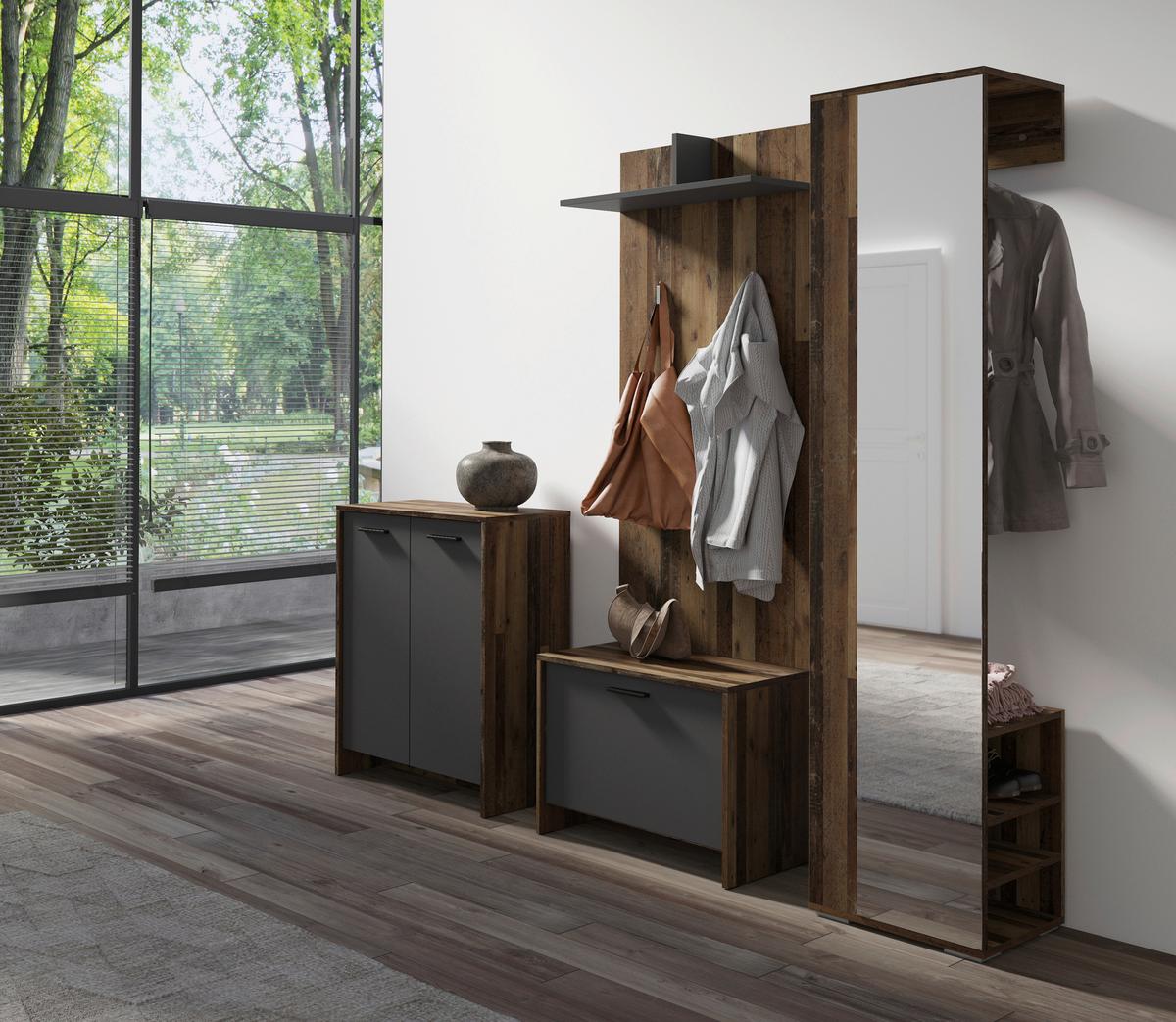 Garderobenschrank Ben Alteiche/Anthrazit - Alteiche/Anthrazit, MODERN, Holzwerkstoff (60/136/27cm) - MID.YOU
