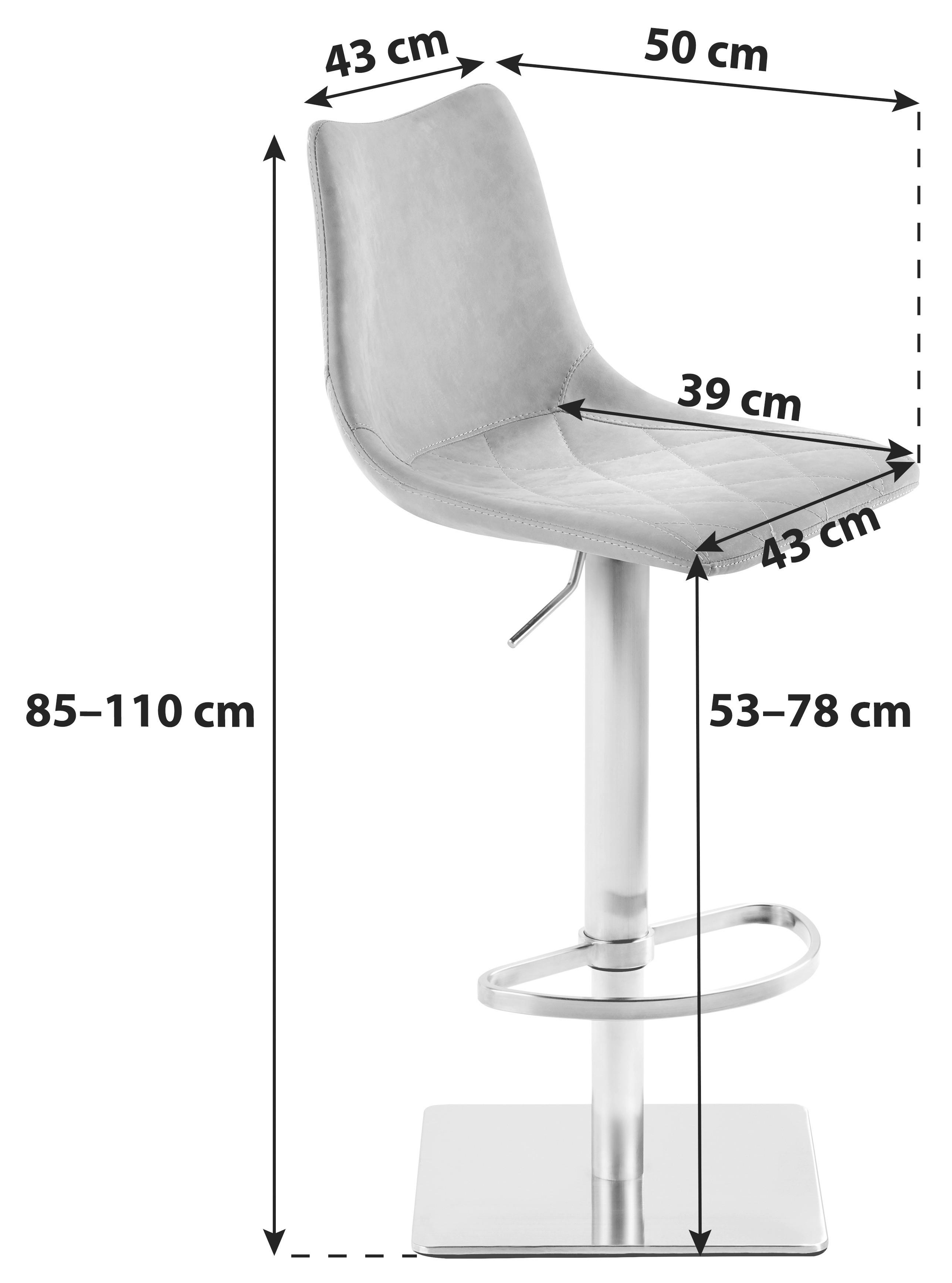 Tresenstuhl "My Tobi", grau - Edelstahlfarben/Grau, KONVENTIONELL, Holz/Textil (43/85-110/50cm) - Livetastic