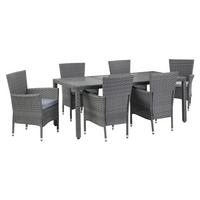 Vrtna Garnitura Eva, Sivorjava, 7-Delni Set - siva/rjava, Moderno, kovina/umetna masa - Modern Living