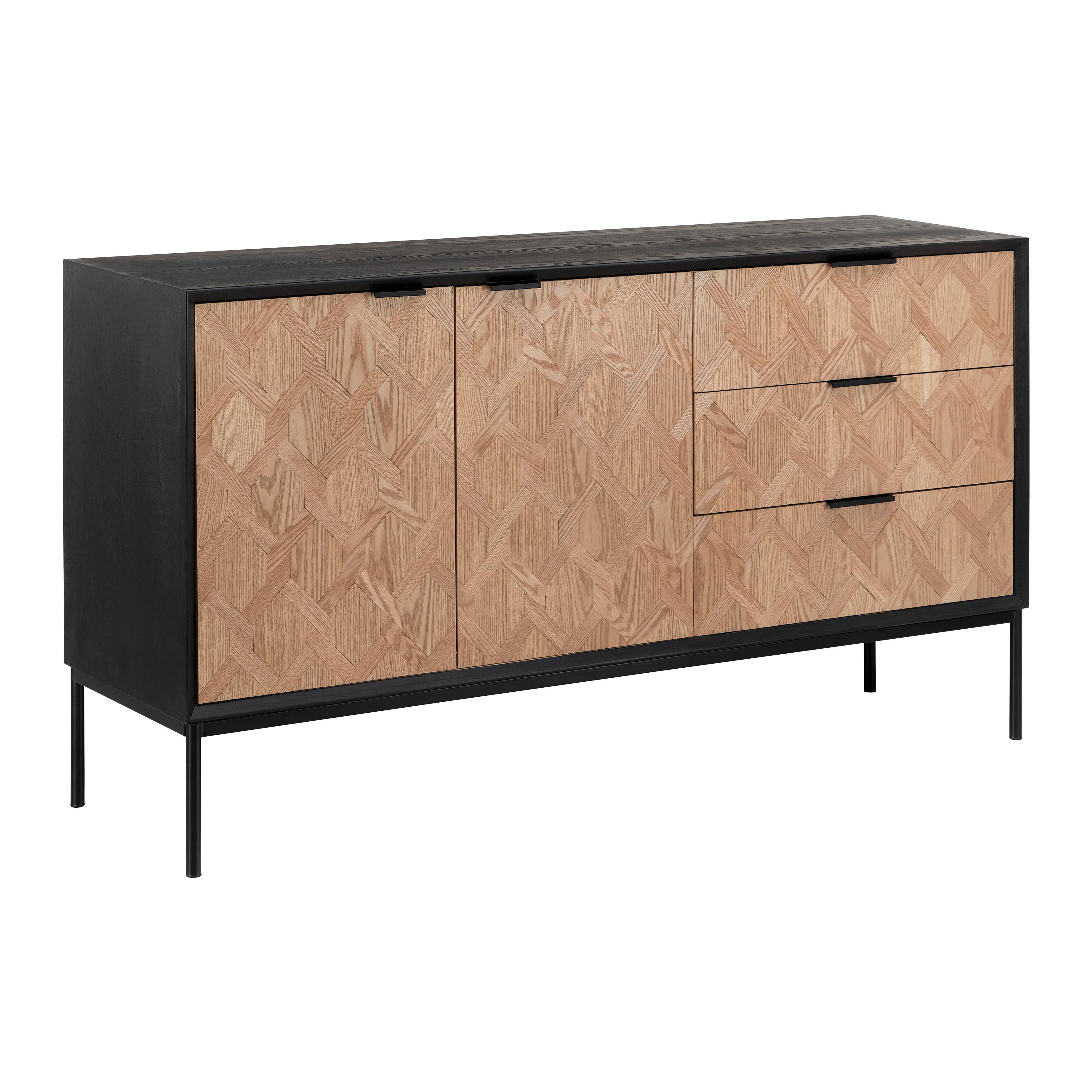 SIDEBOARD MILANO - Eschefarben/Schwarz, Modern, Holz/Metall (144/79/40cm) - Bessagi Home
