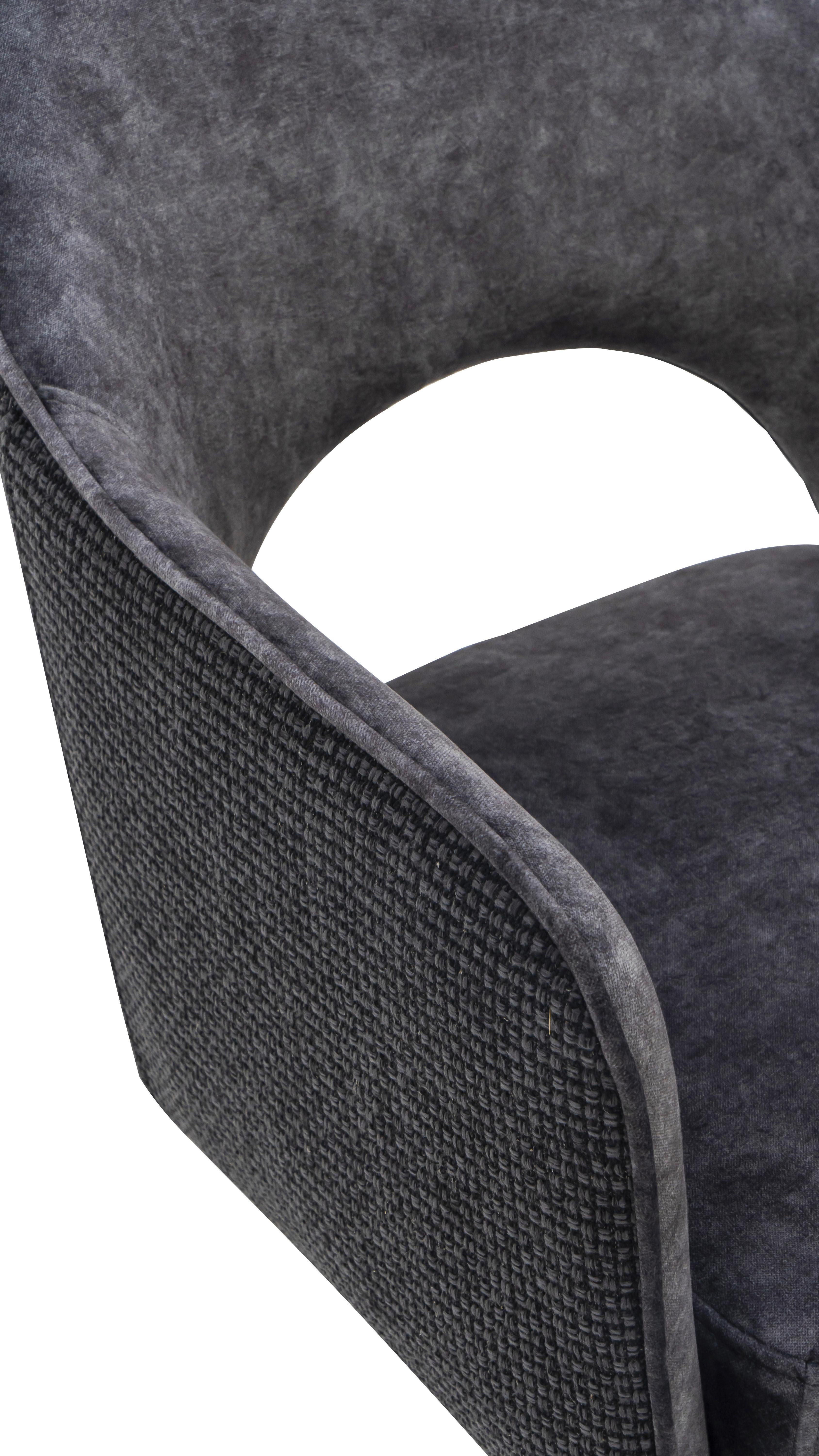 STOL MED ARMSTÖD VALLETTA - kromfärg/antracit, Klassisk, metall/textil (61/85/60cm) - Premium Living