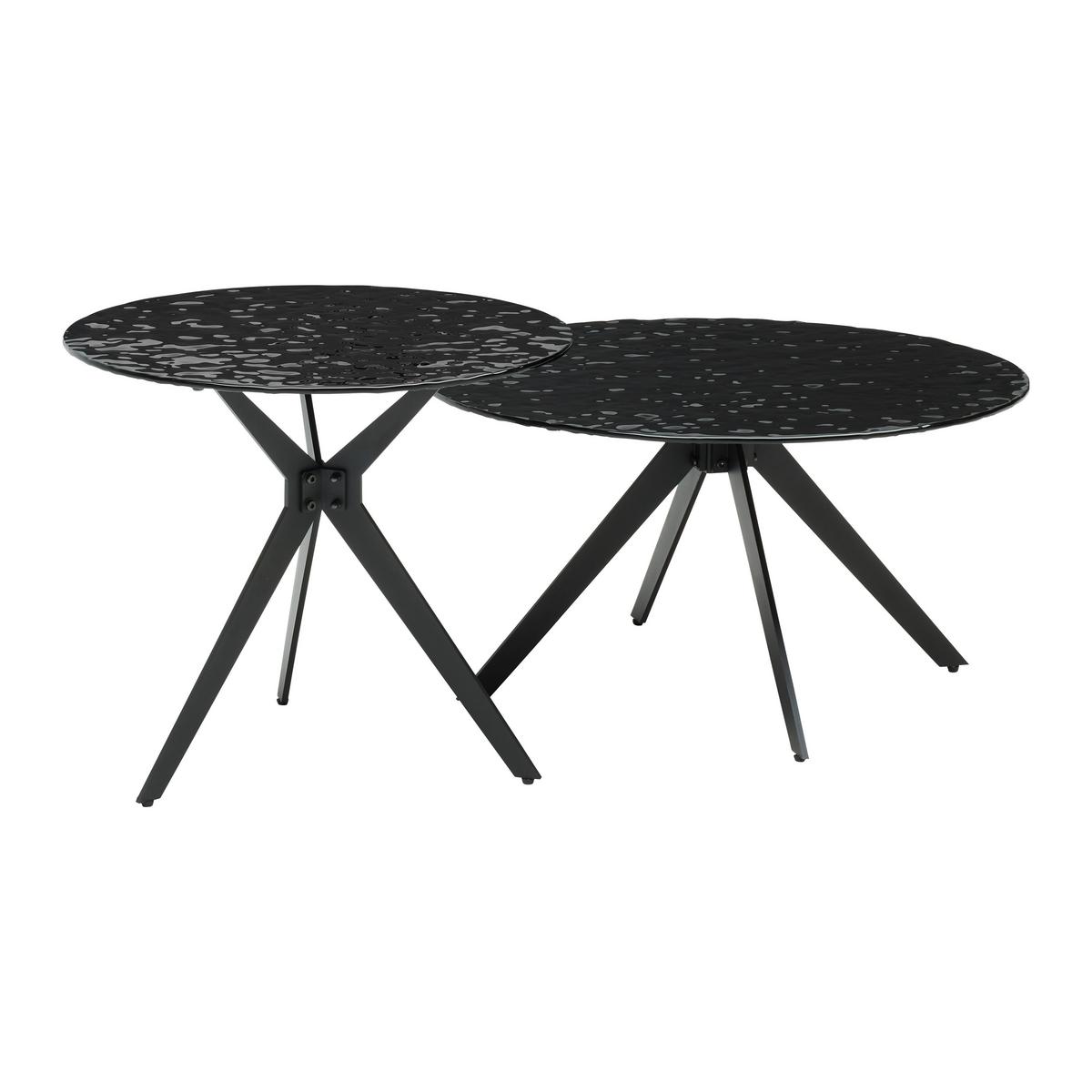 Couchtisch Conti Schwarz, 2er Set - Schwarz, MODERN, Glas/Metall (70/55/38/48/70/55cm) - Mömax