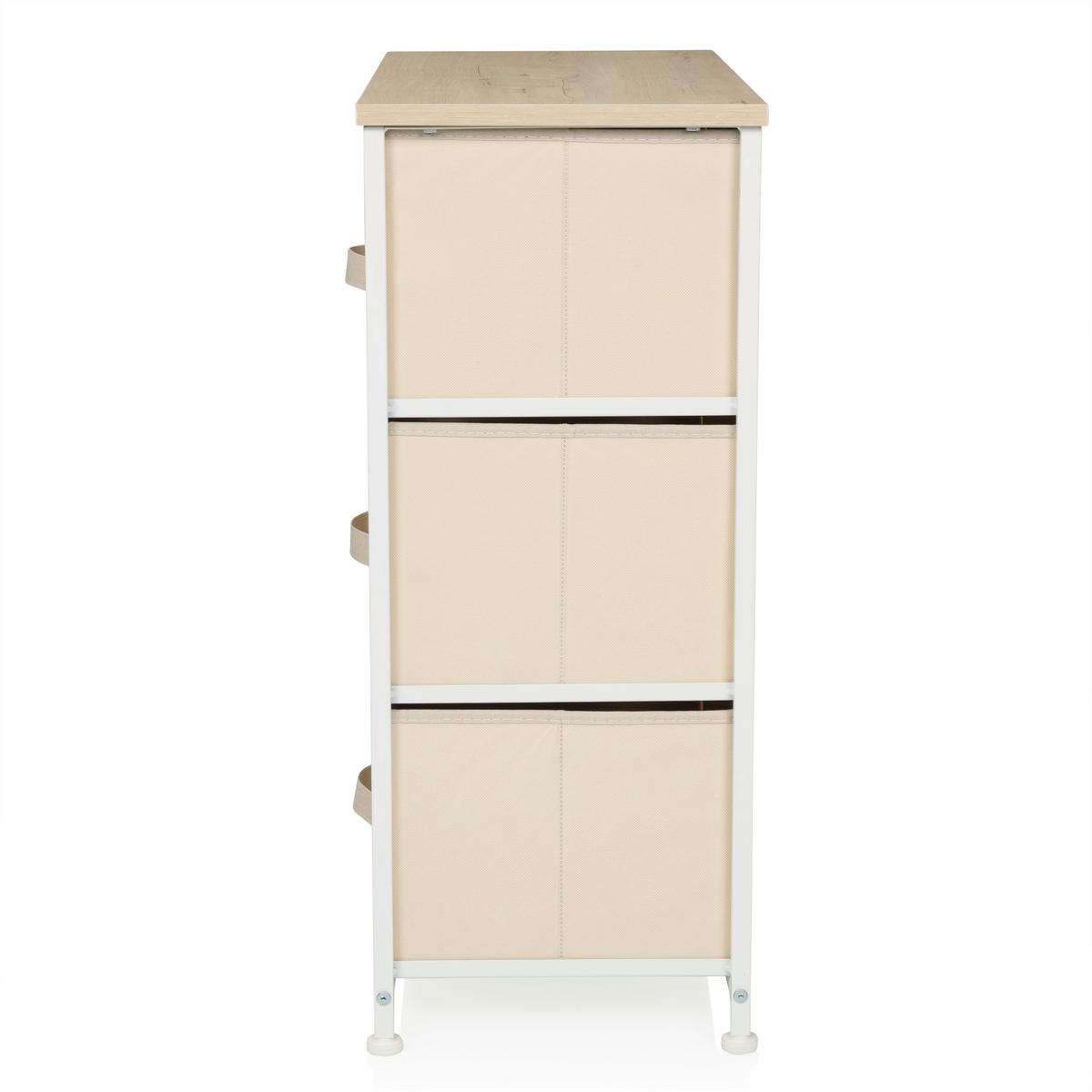 Komoda Foldress B, Bež - bela/bež, Moderno, umetna masa/tekstil (63,5/73/30cm) - MID.YOU