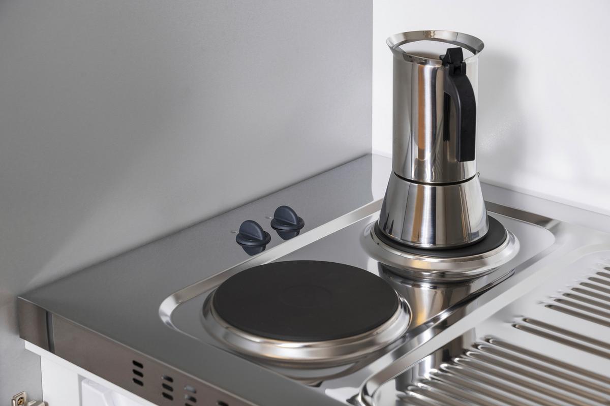 Schrankküche Economy Schwarz mit Geräte B: ca. 104 cm - Edelstahlfarben/Silberfarben, MODERN, Holzwerkstoff/Metall (104/193/67cm) - Respekta