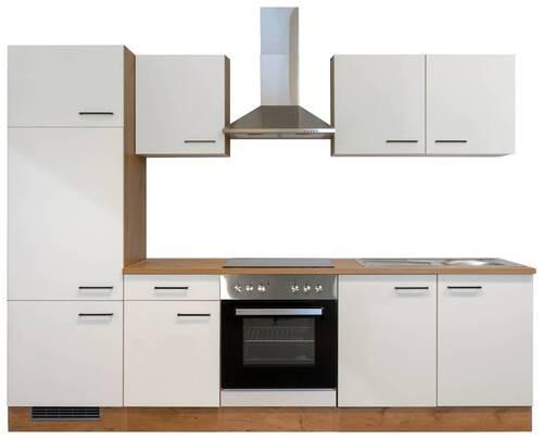Kuhinjski Blok Z Aparati Avila, Magnolija, Barva Hrasta - magnolija/črna, Moderno, kovina/leseni material (270cm) - FlexWell