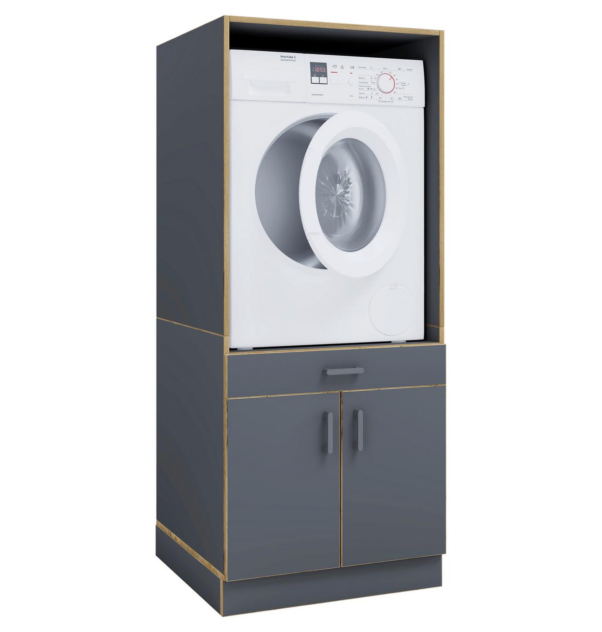 Waschmaschinenschrank Rislo - Honigeiche/Anthrazit, Trend, Holzwerkstoff/Kunststoff (67/162/68cm) - MID.YOU