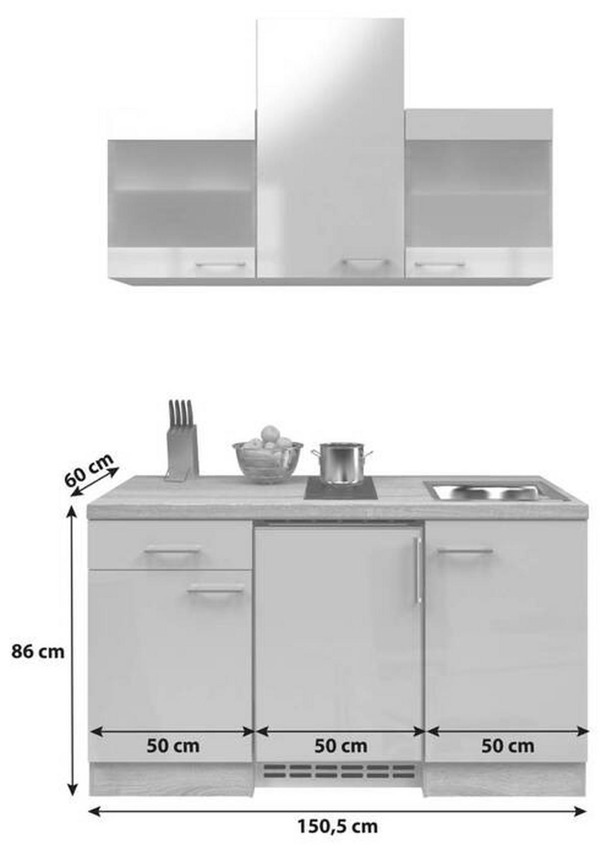 Majhna Kuhinja Z Aparati Nepal, Kašmir, Barva Hrasta - barve nerjavečega jekla/kašmir, Moderno, kovina/steklo (150,5cm) - FlexWell