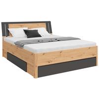 Pat cu spațiu de depozitare SATURN 160 - grafit/stejar Artisan, Konventionell, material pe bază de lemn (160/200cm)