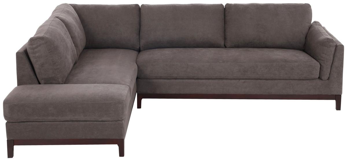 NAROŻNIK BRISTOL - szary/brązowy, Basics, tkanina/drewno (210/278cm) - MID.YOU