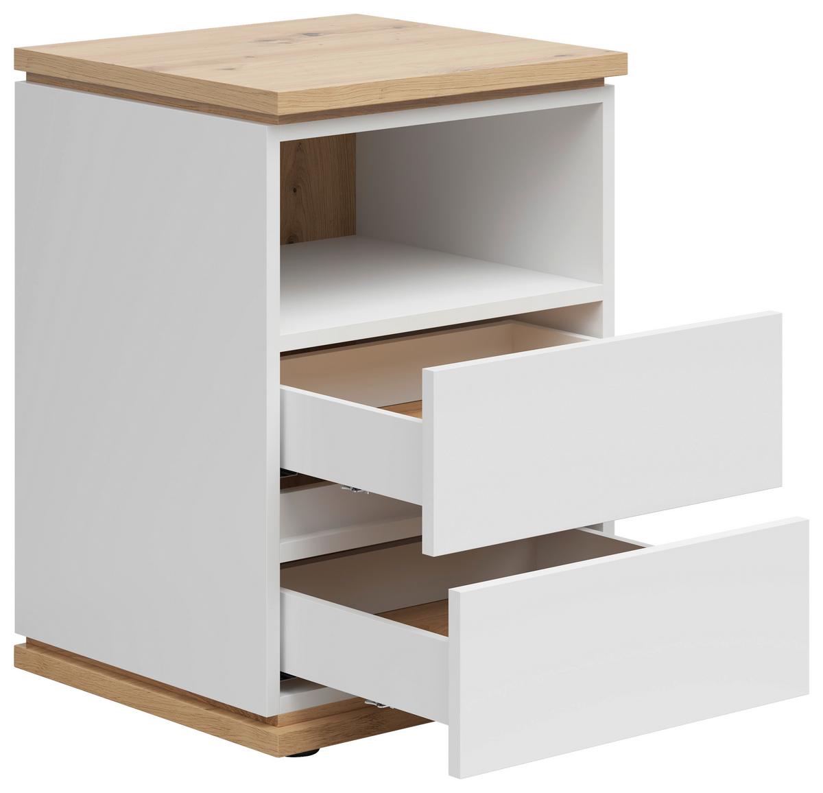 SZAFKA NOCNA YAMAEL - biały/czarny, Modern, materiał drewnopochodny (45/63/42cm) - Xora