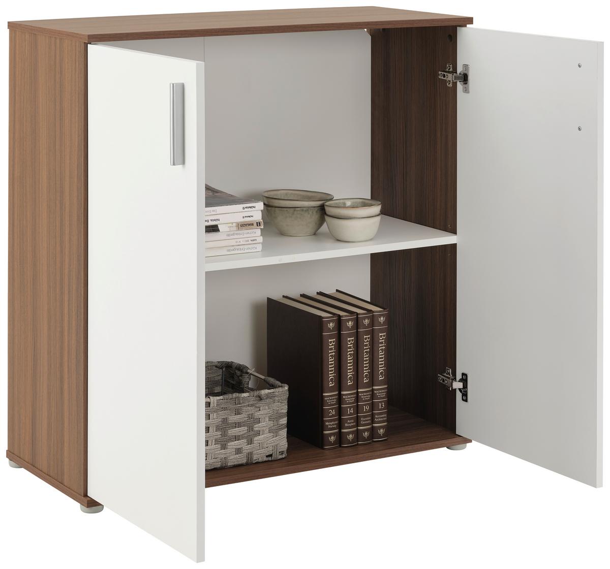 Komoda Ina 01 - barva oreha/barve aluminija, Moderno, umetna masa/leseni material (88,2/94,8/38,3cm)