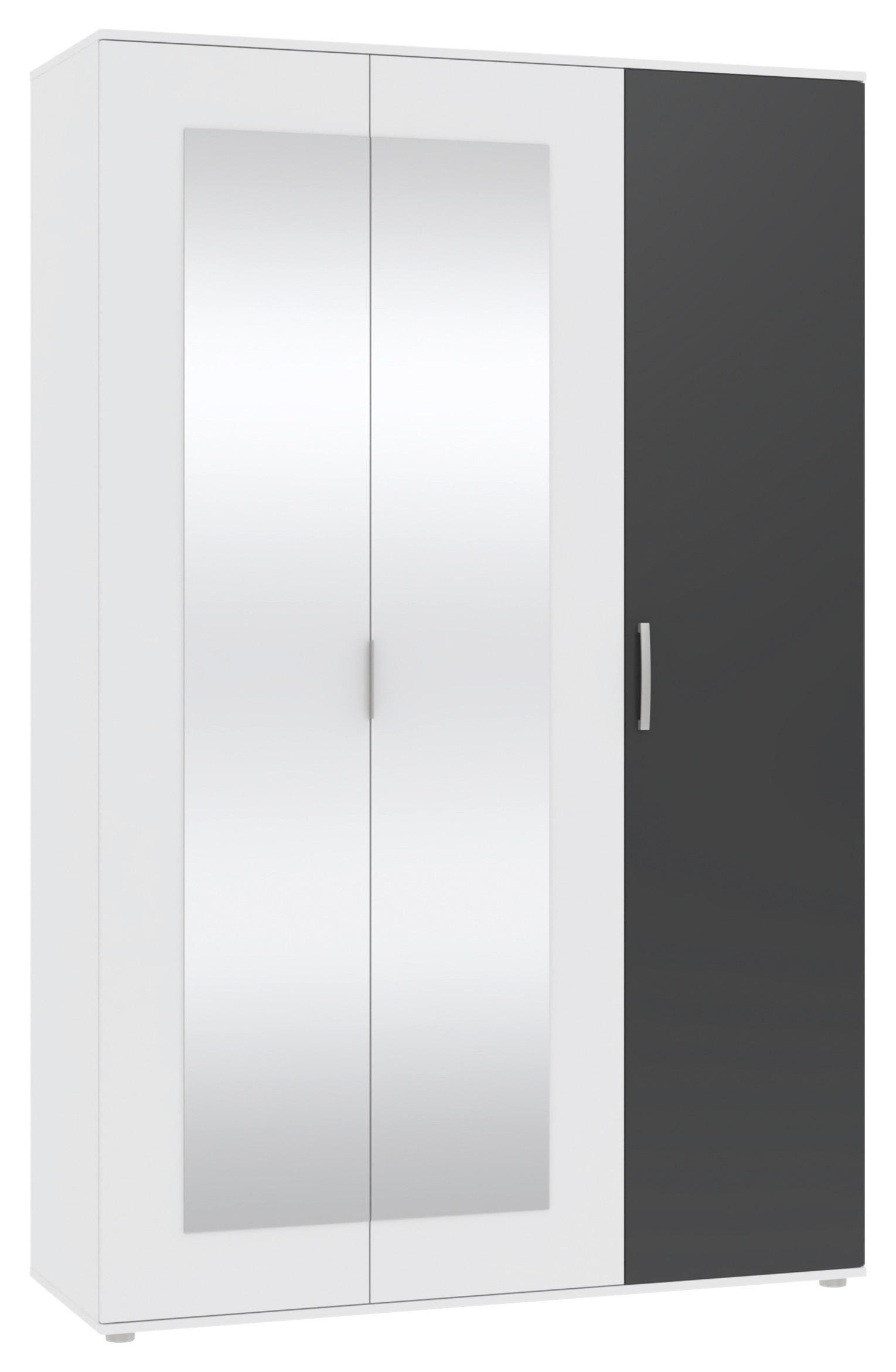 Drehtürenschrank Jan Anthrazit/Weiß - Chromfarben/Anthrazit, KONVENTIONELL, Glas/Holzwerkstoff (135/210/52cm) - Mömax