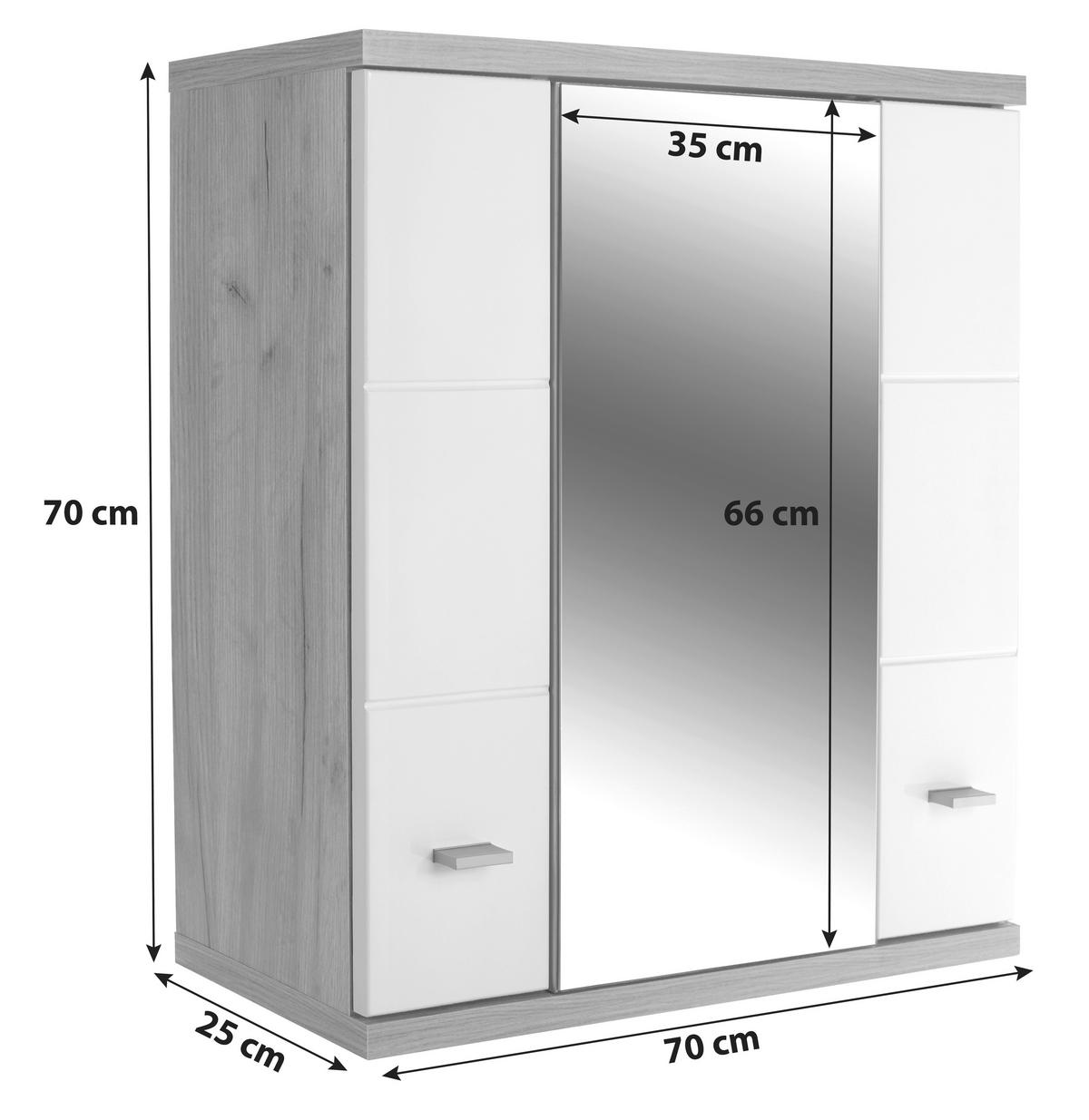 Dulap cu oglindă Bari - alb, Konventionell (70/70/25cm)