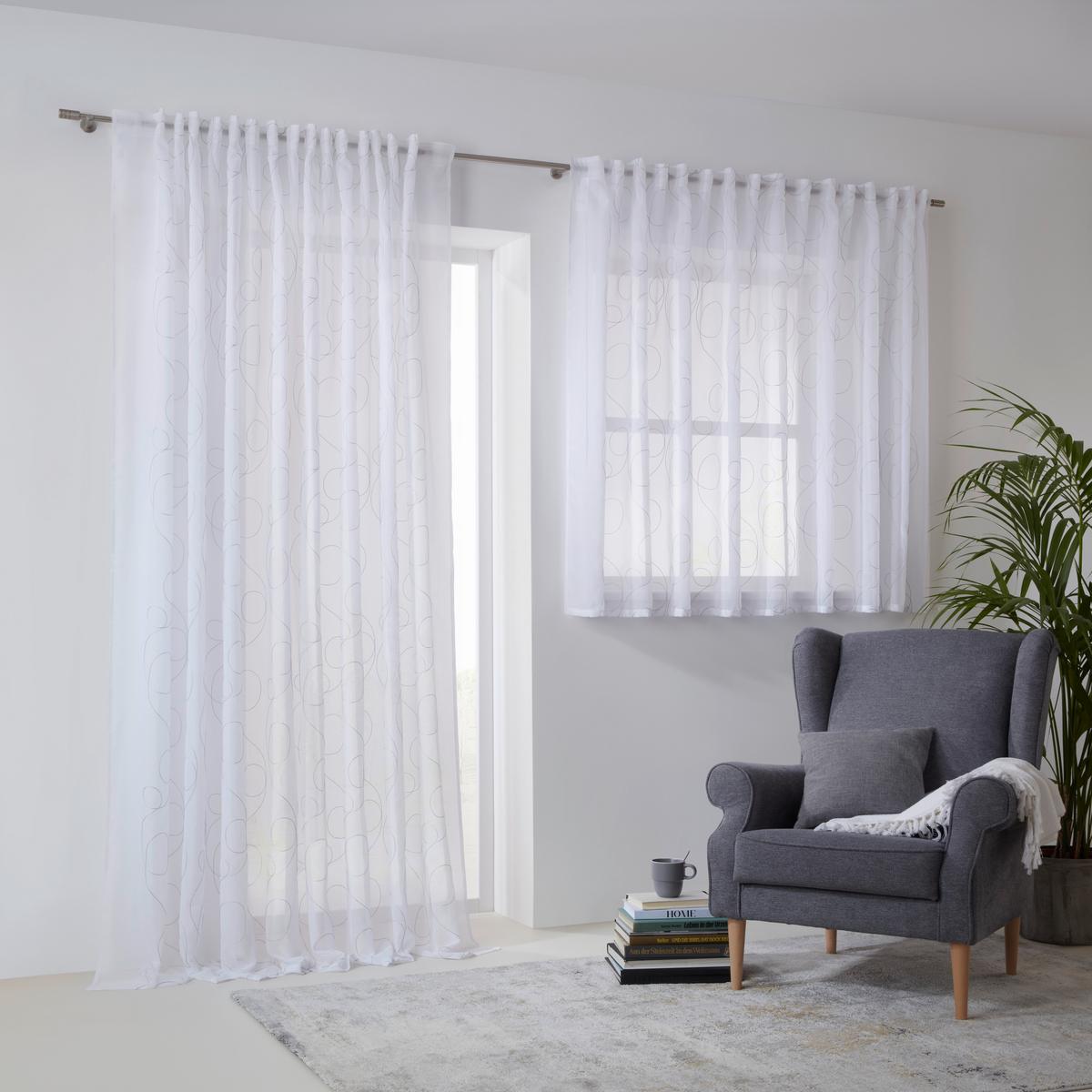 Končana Zavesa Marion Store 1 - bela/antracit, Moderno, tekstil (300/145cm) - Modern Living