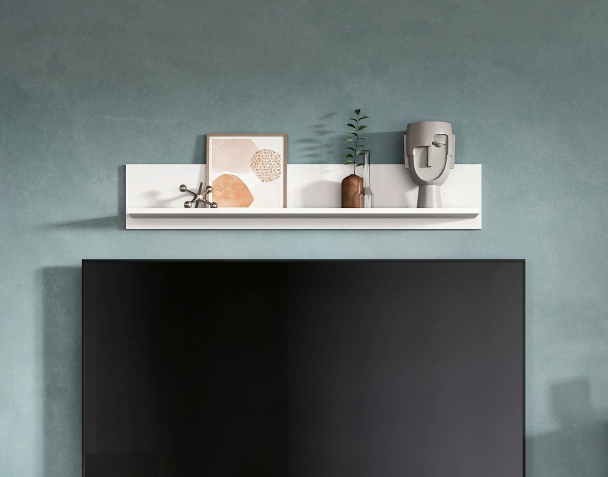 Stenska Polica Ice, Bela Visok Sijaj - bela/visoki sijaj, Design, leseni material (110/20/15cm) - Livetastic