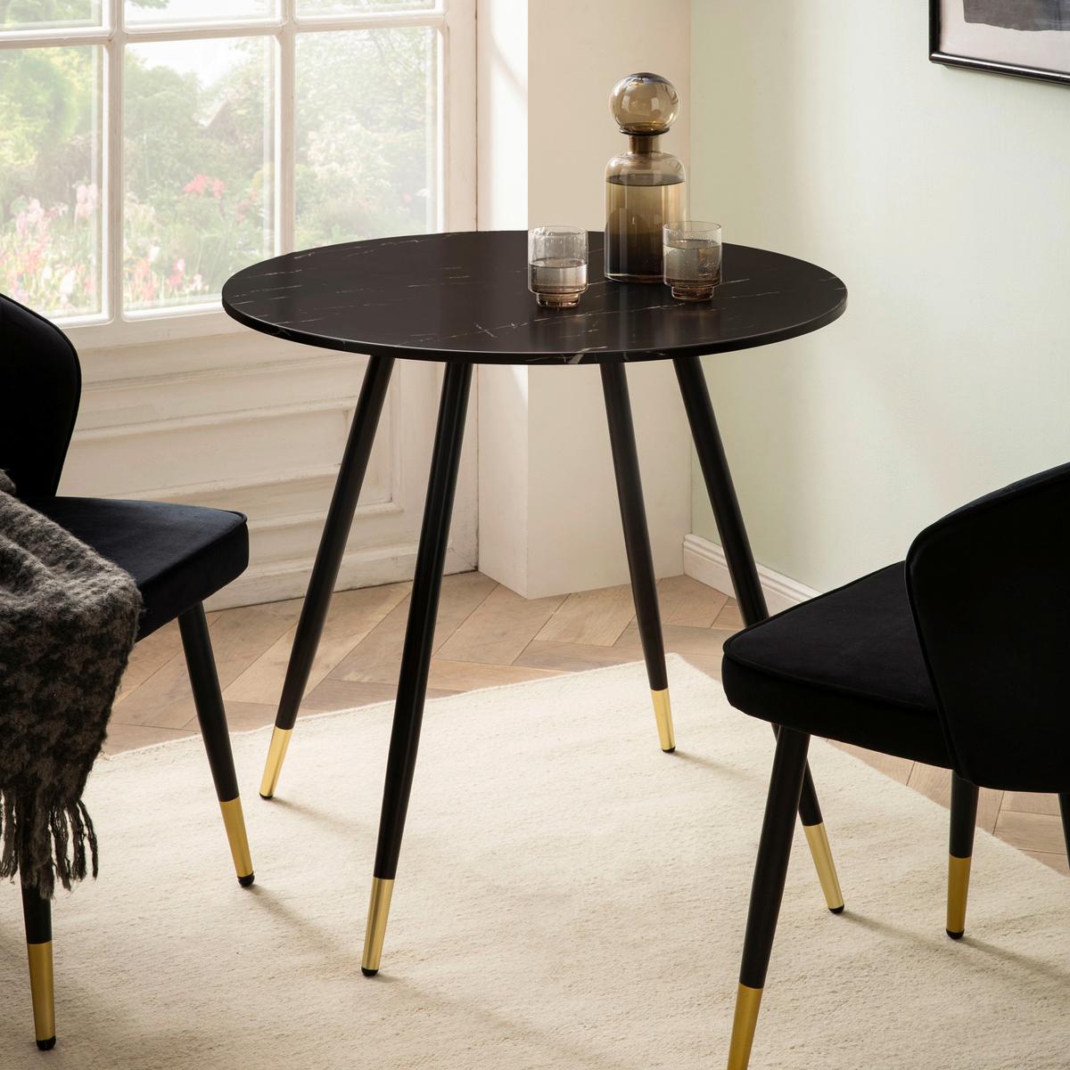 ESSTISCH WL6.873 - Goldfarben/Schwarz, Design, Holzwerkstoff/Metall (75/75/76cm) - Livetastic